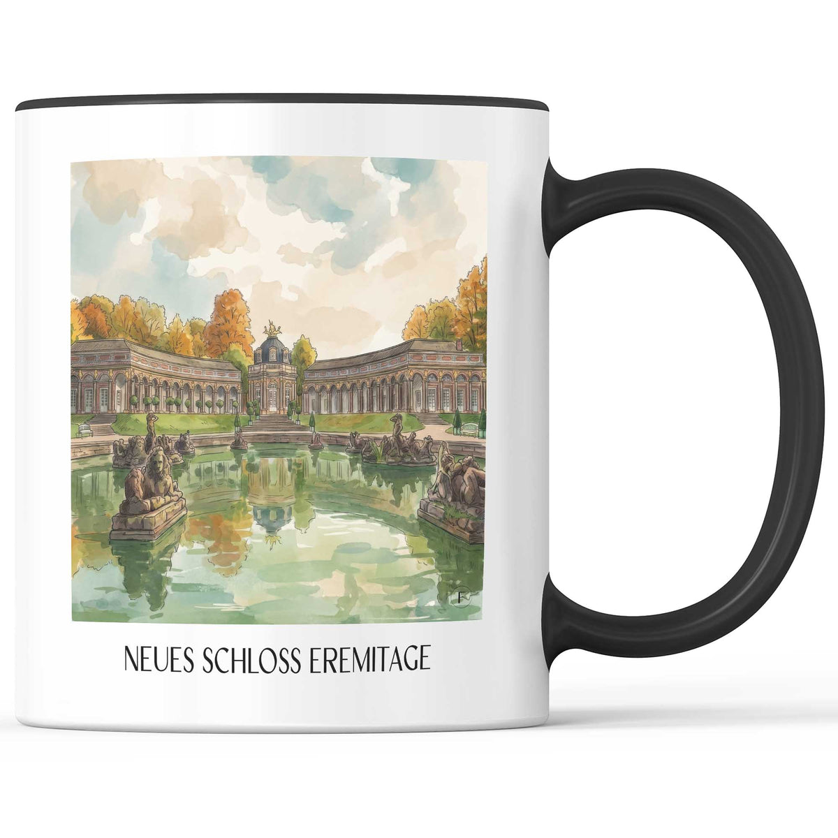 neues-schloss-eremitage-bayreuth-deutschland-kaffeebecher-aquarell