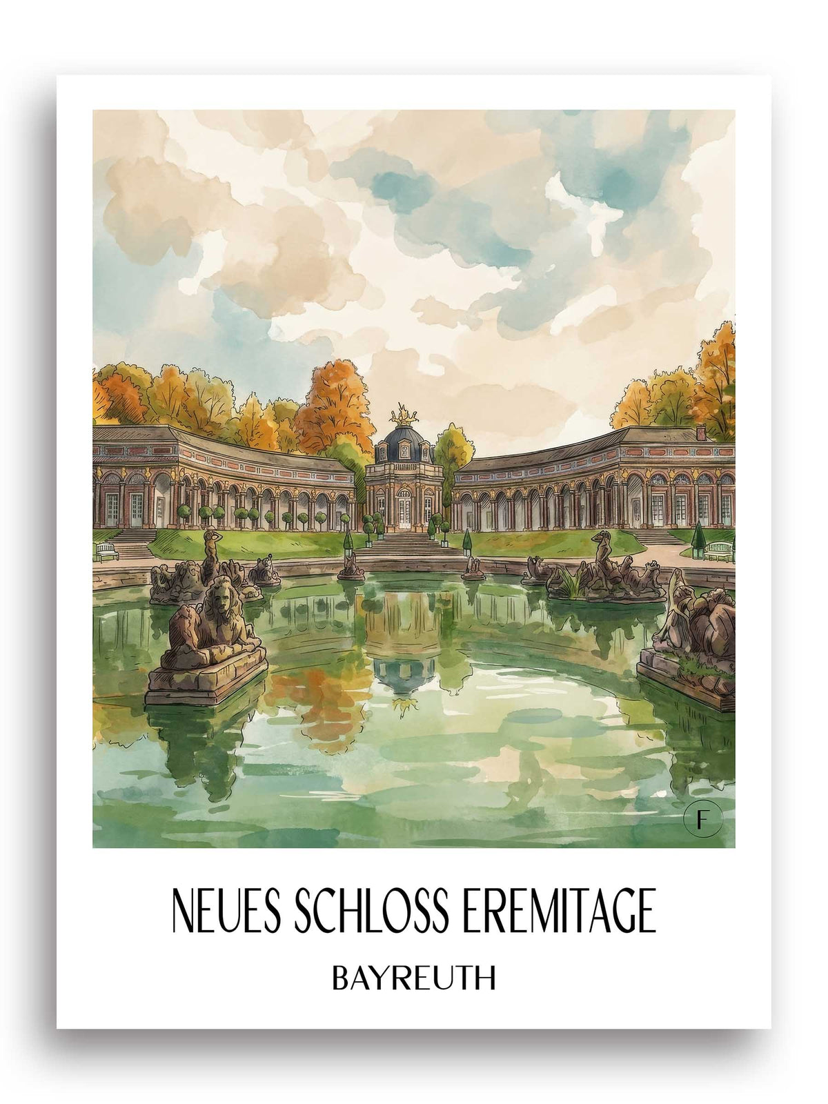 neues-schloss-eremitage-bayreuth-deutschland-poster-aquarell