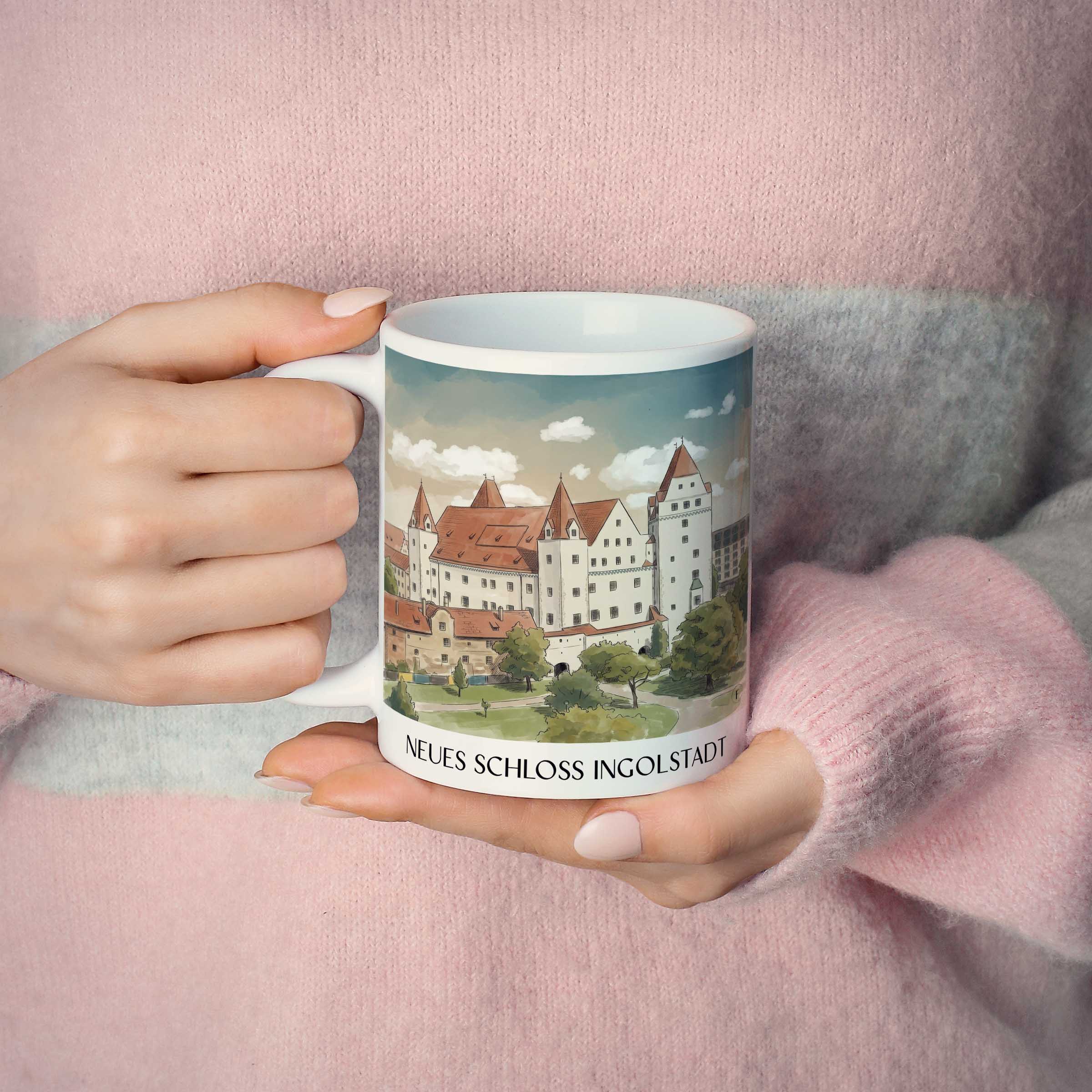 neues-schloss-ingolstadt-deutschland-kaffeebecher-aquarell