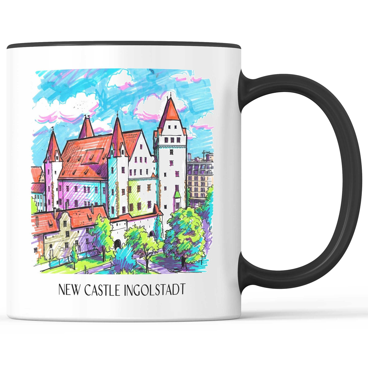 Neues Schloss Kaffeebecher - Ingolstadt - Deutschland Becher - Kaffeetasse im Tag Graffiti Stil - favplace