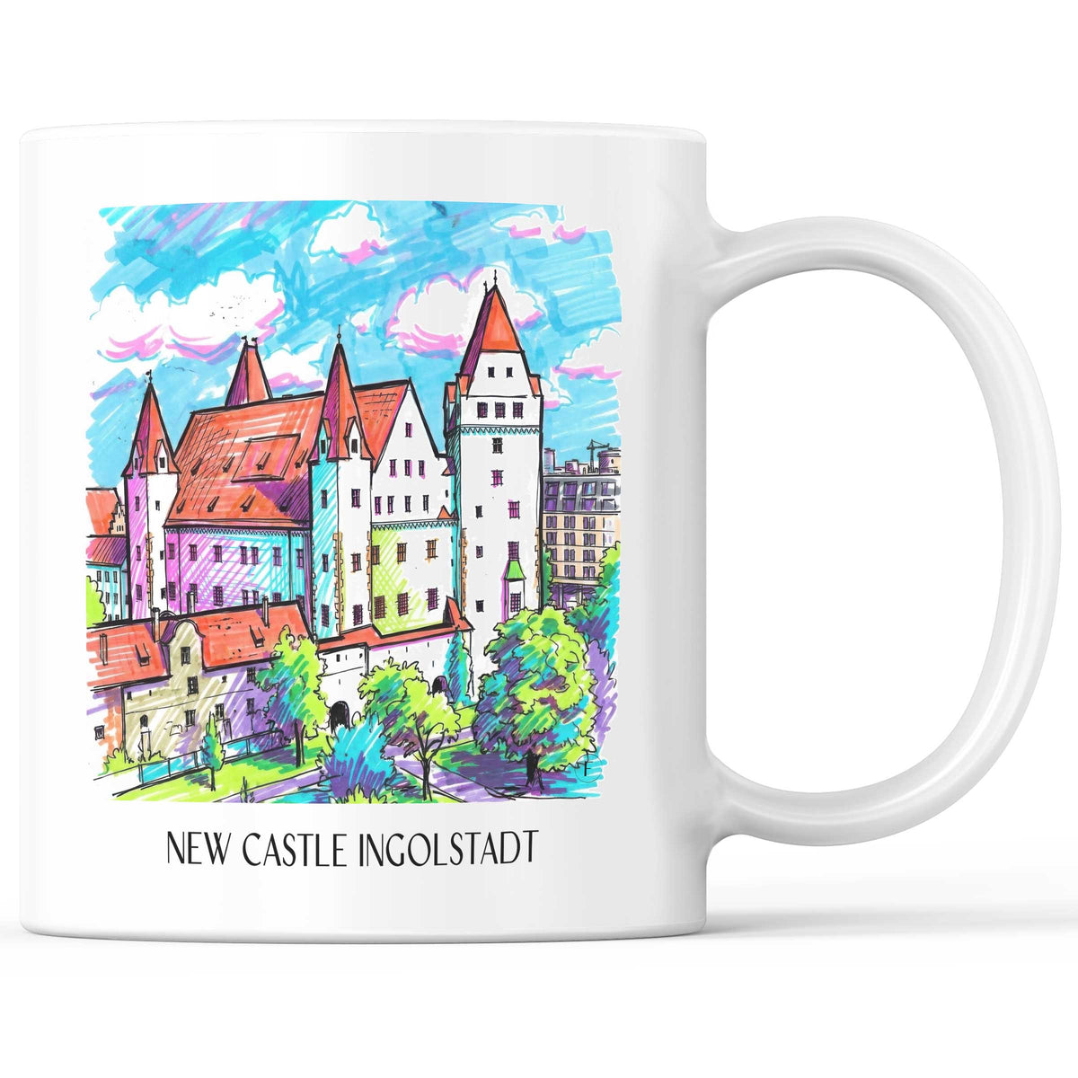Neues Schloss Kaffeebecher - Ingolstadt - Deutschland Becher - Kaffeetasse im Tag Graffiti Stil - favplace