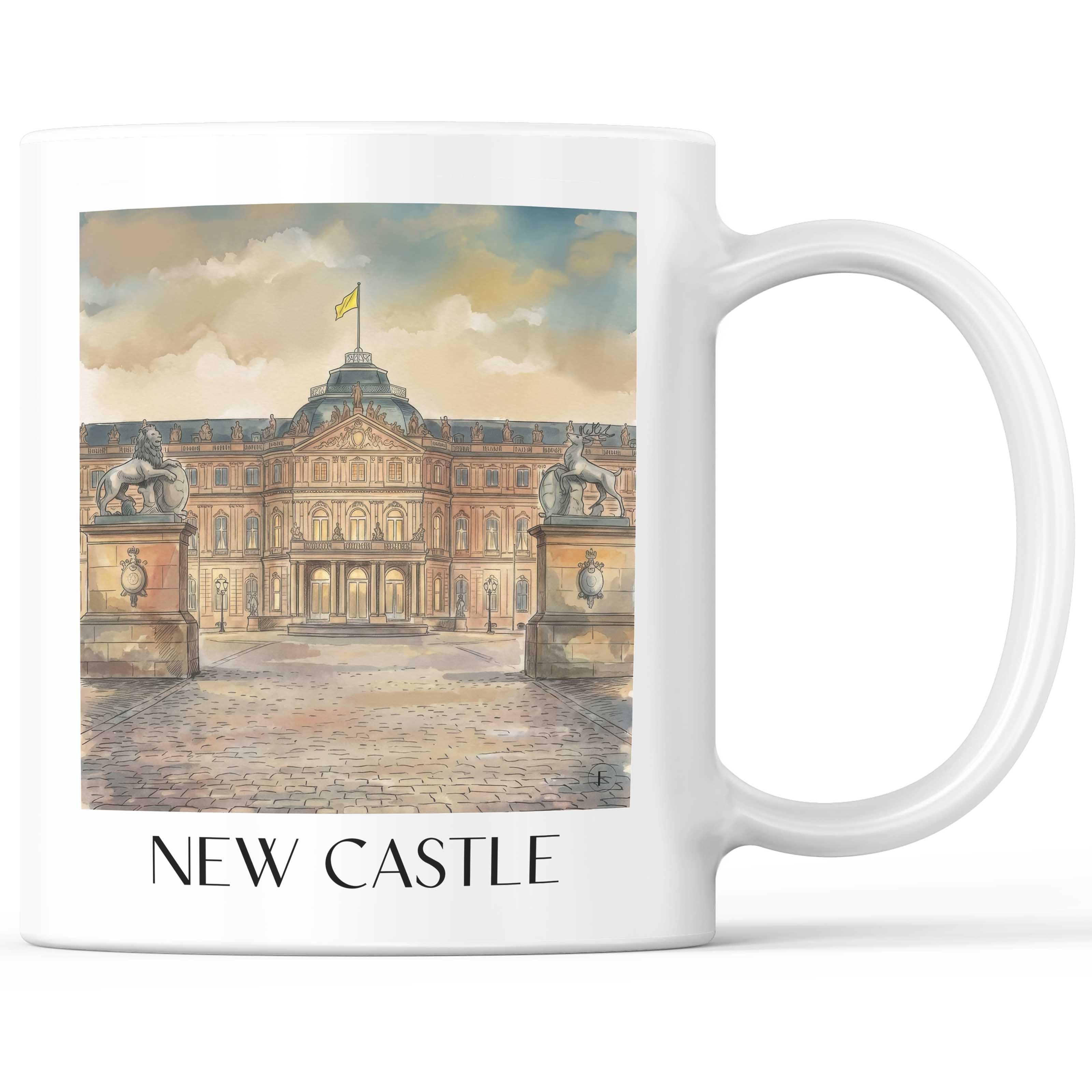 Neues Schloss Kaffeebecher - Stuttgart - Deutschland Becher - Kaffeetasse im Aquarell Stil - favplace