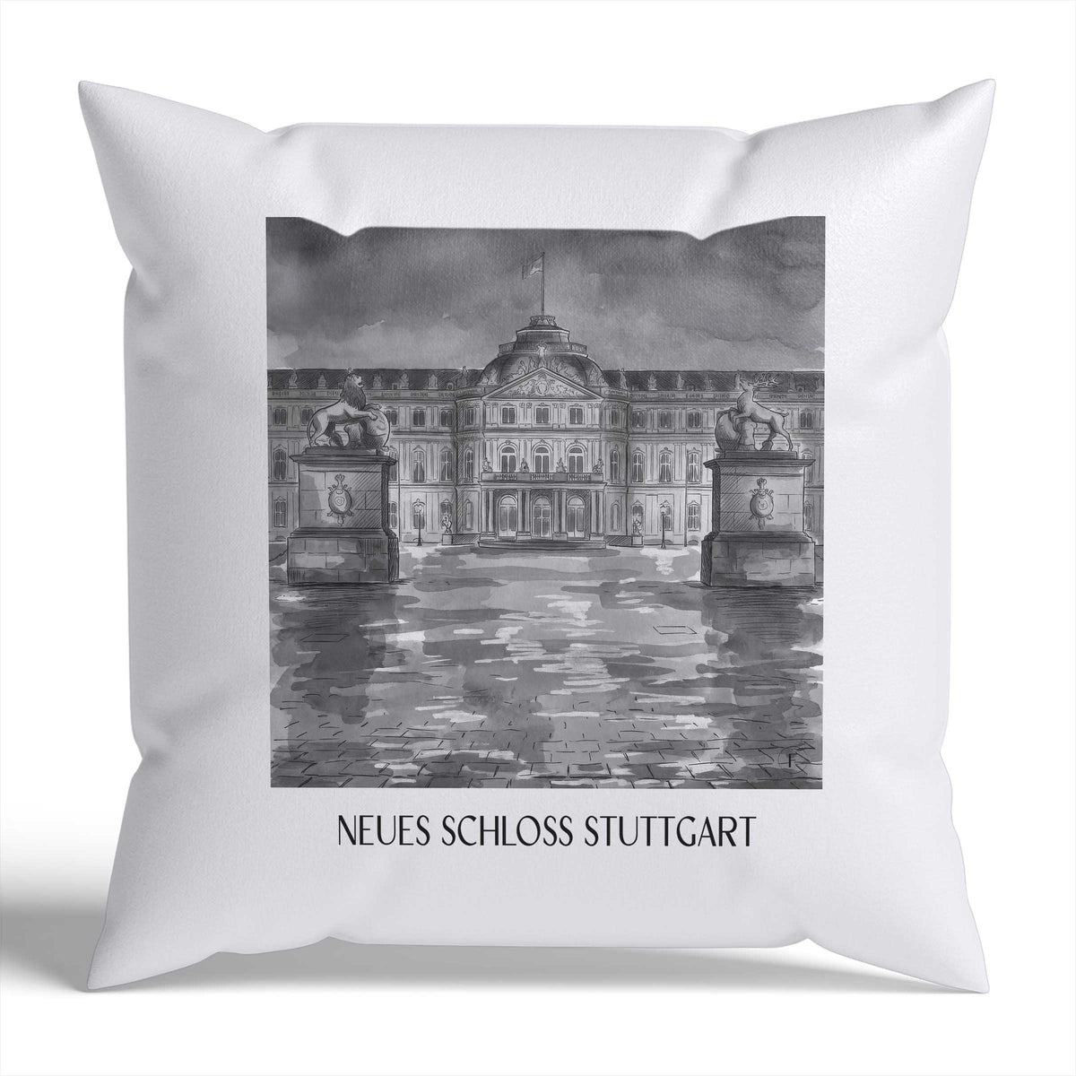 neues-schloss-stuttgart-deutschland-kissenbezug-aquarell-schwarz-weiss