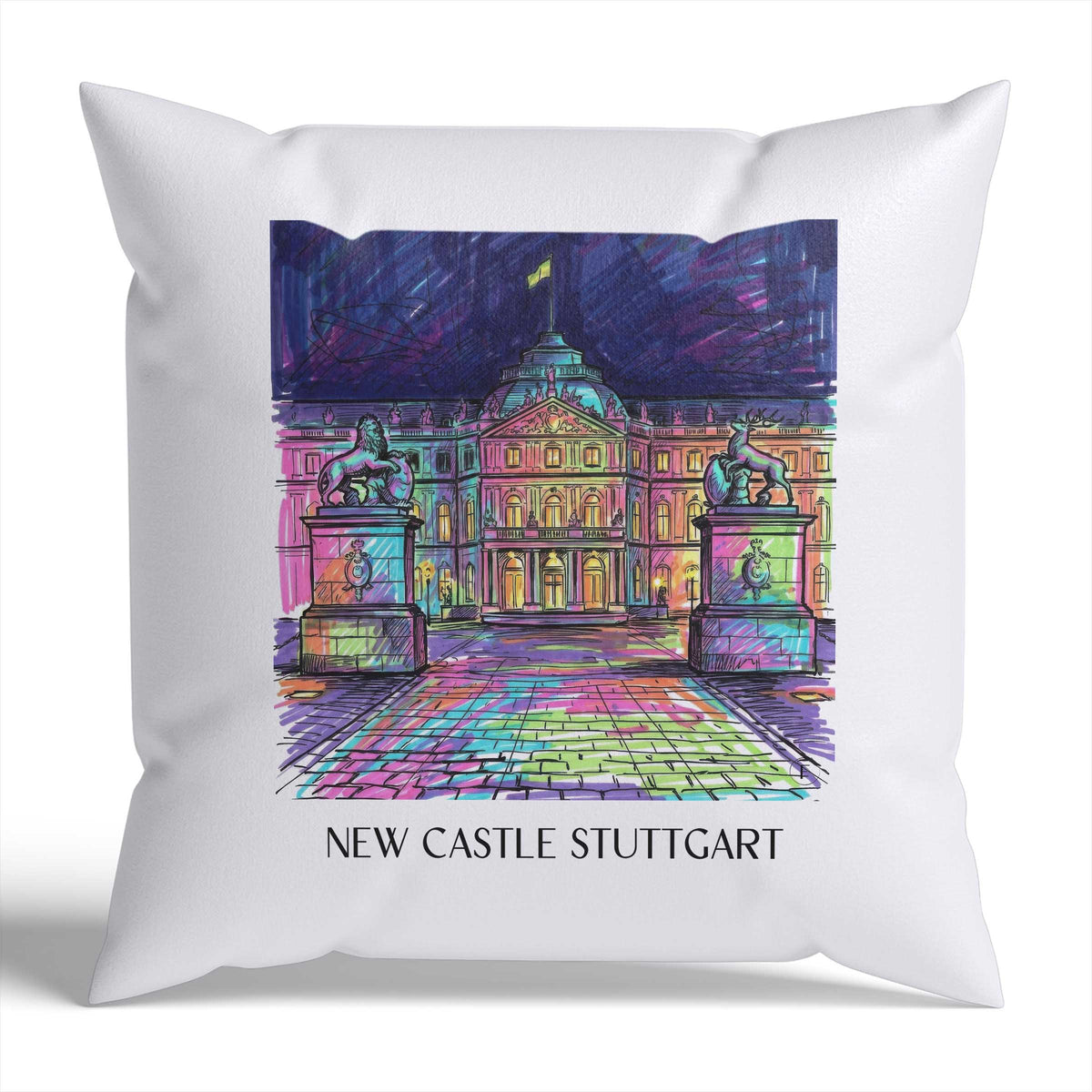 Neues Schloss Kissenhülle - Zierkissen Bezug - Stuttgart - Deutschland Kissen bzw. Kissenbezug im Tag Graffiti Stil - favplace
