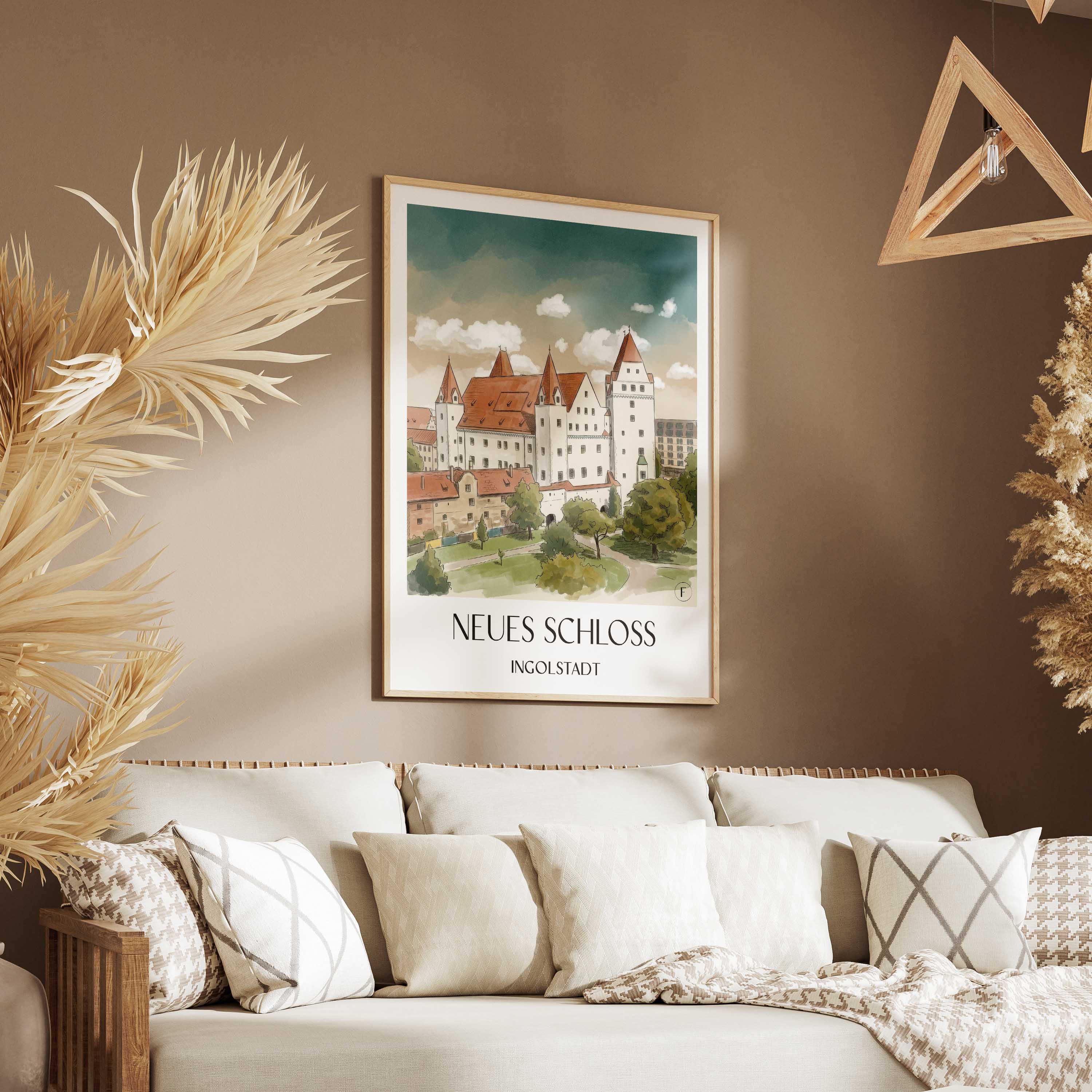 neues-schloss-ingolstadt-deutschland-poster-aquarell