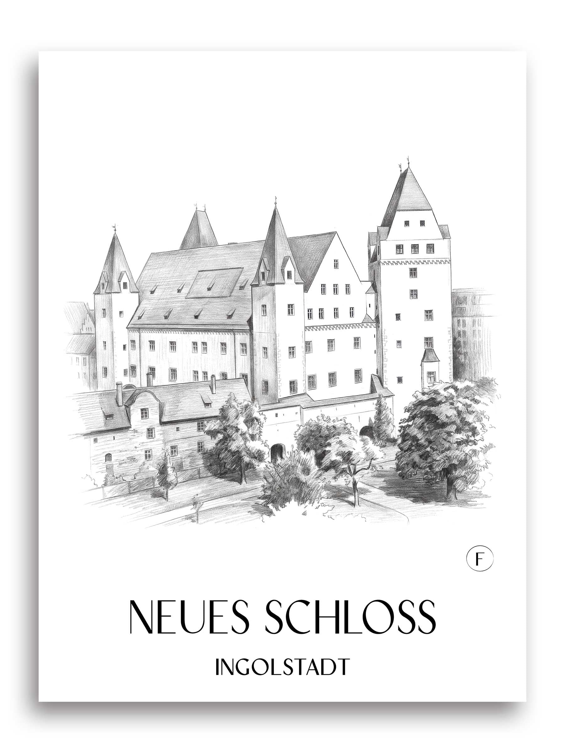 neues-schloss-ingolstadt-deutschland-poster-bleistift-zeichnung-drawing