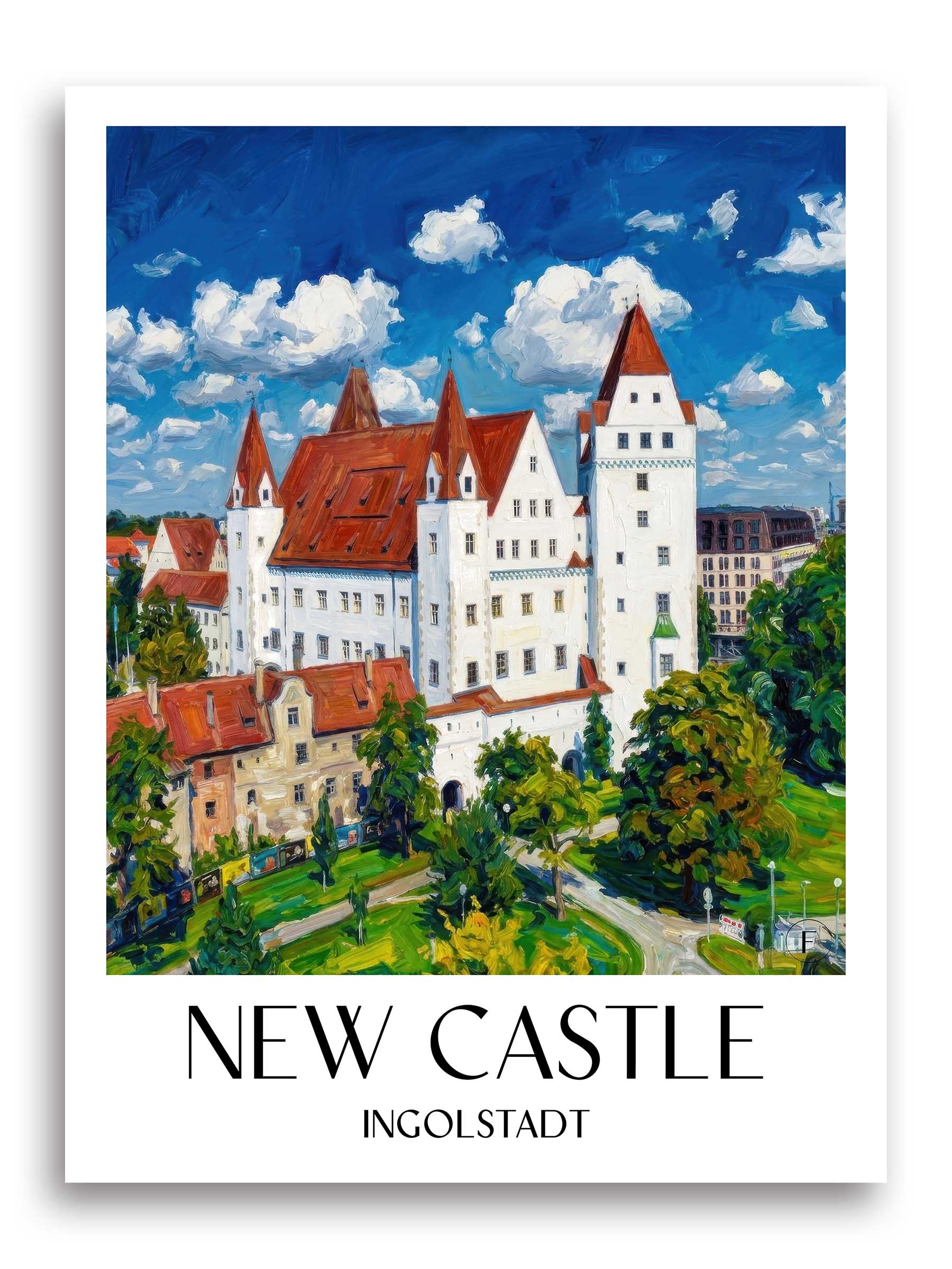 Neues Schloss Poster - Ingolstadt - Deutschland Kunstdruck - Ölgemälde von A4 bis A1 - favplace