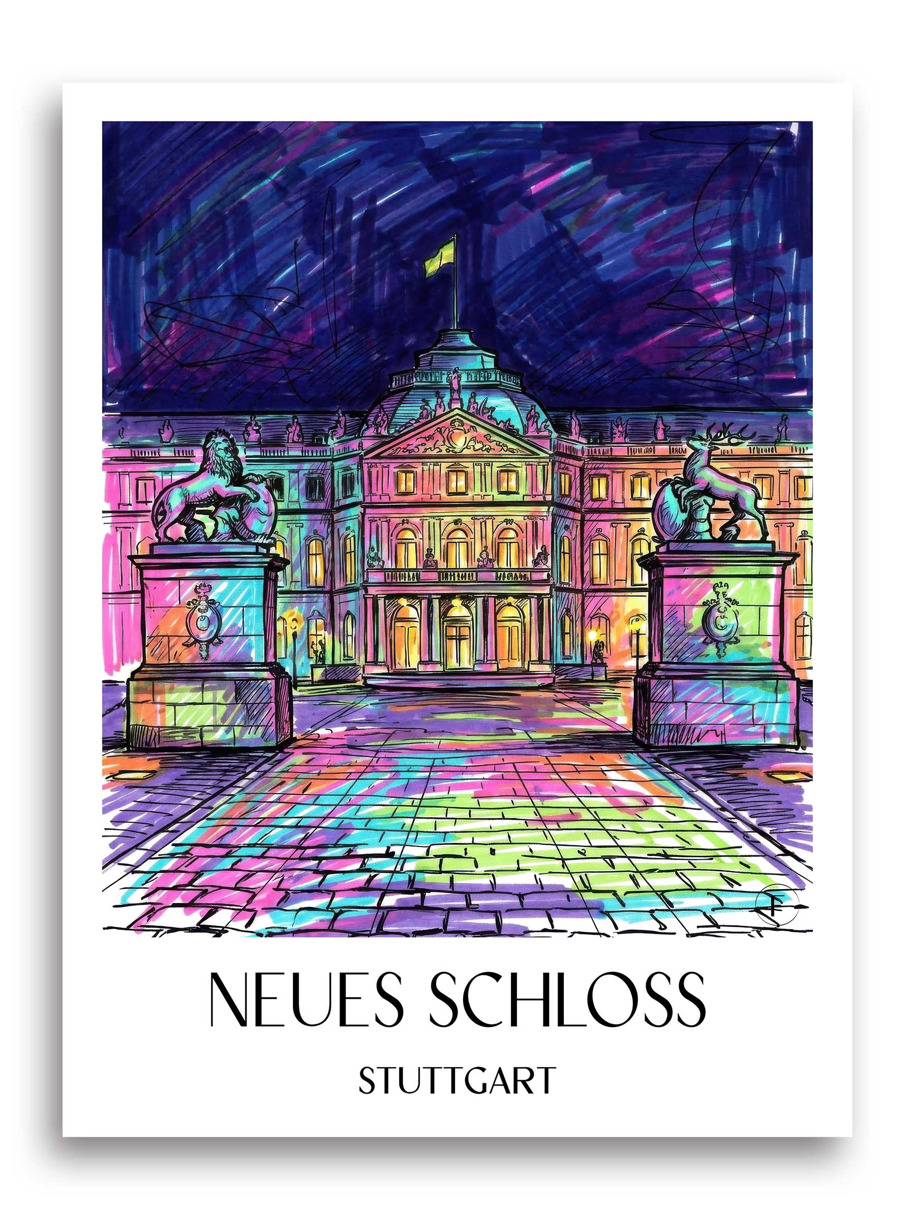 neues-schloss-stuttgart-deutschland-poster-graffiti