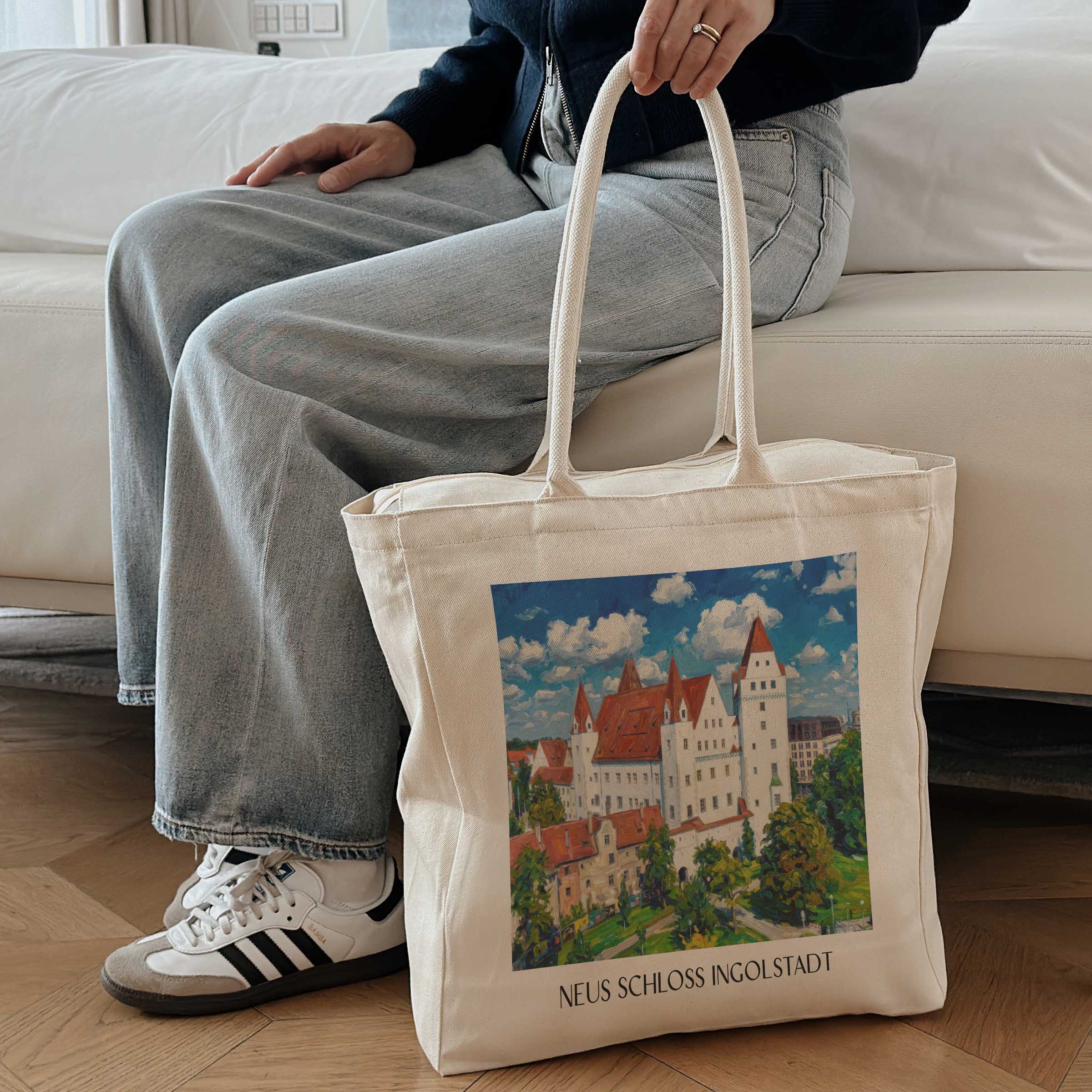 neues-schloss-ingolstadt-deutschland-einkaufstasche-oil-painting-oelgemaelde