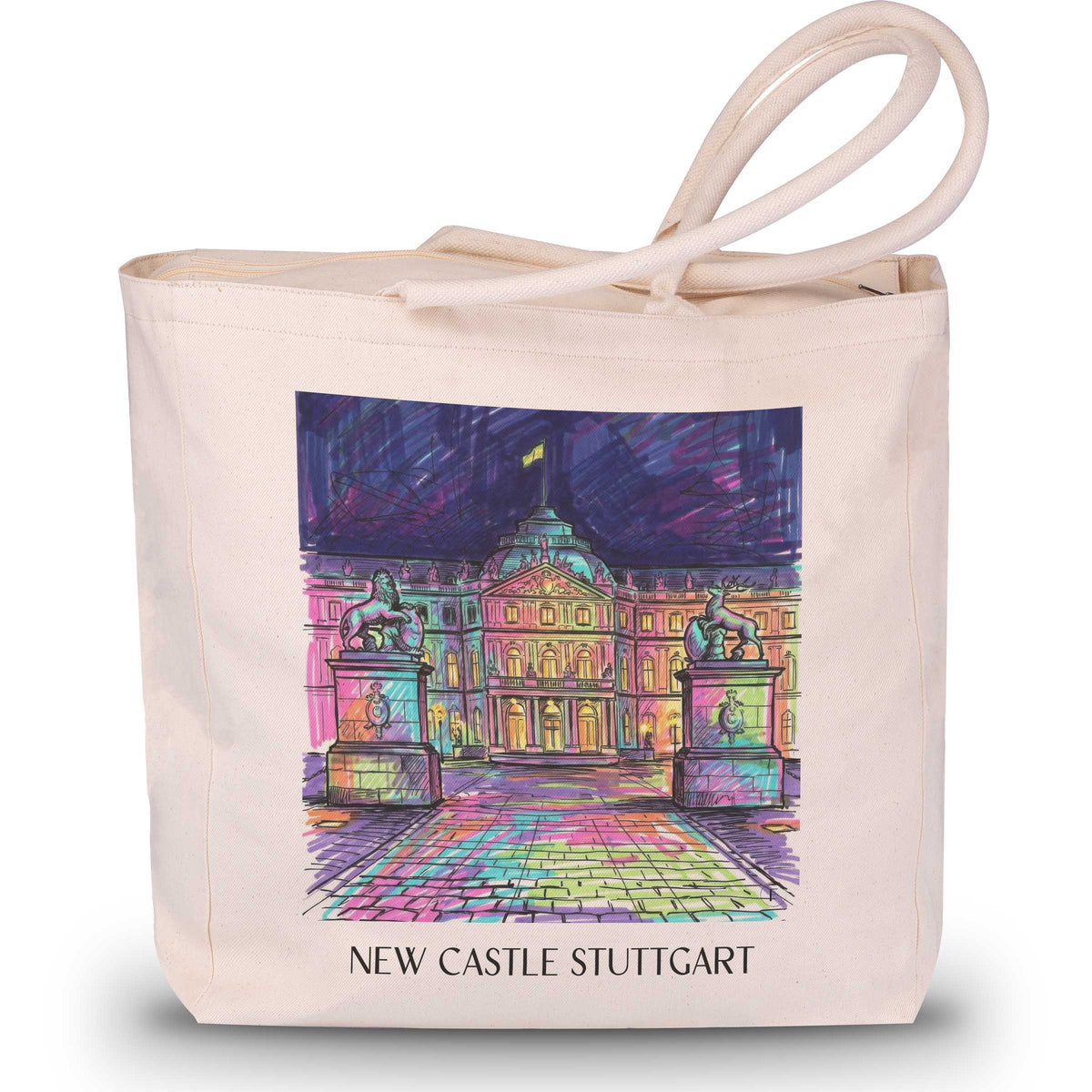 Neues Schloss Shopping Tasche - Stuttgart - Deutschland Tote Bag - Einkaufstasche im Tag Graffiti Stil - favplace
