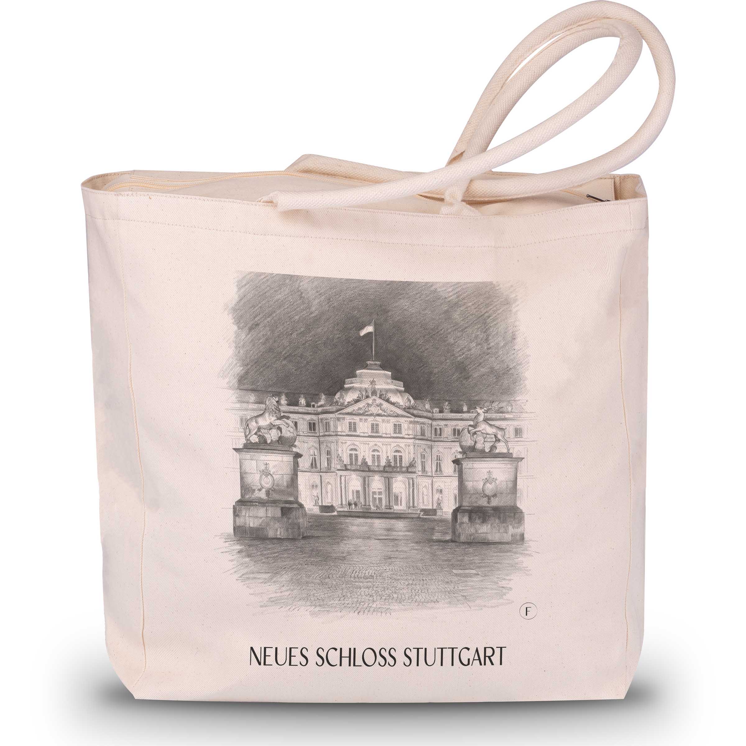 neues-schloss-stuttgart-deutschland-einkaufstasche-bleistift-zeichnung-drawing