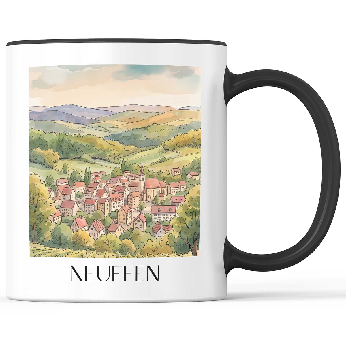 Neuffen Kaffeebecher - Schwäbische Alb - Deutschland Becher - Kaffeetasse im Aquarell Stil - favplace