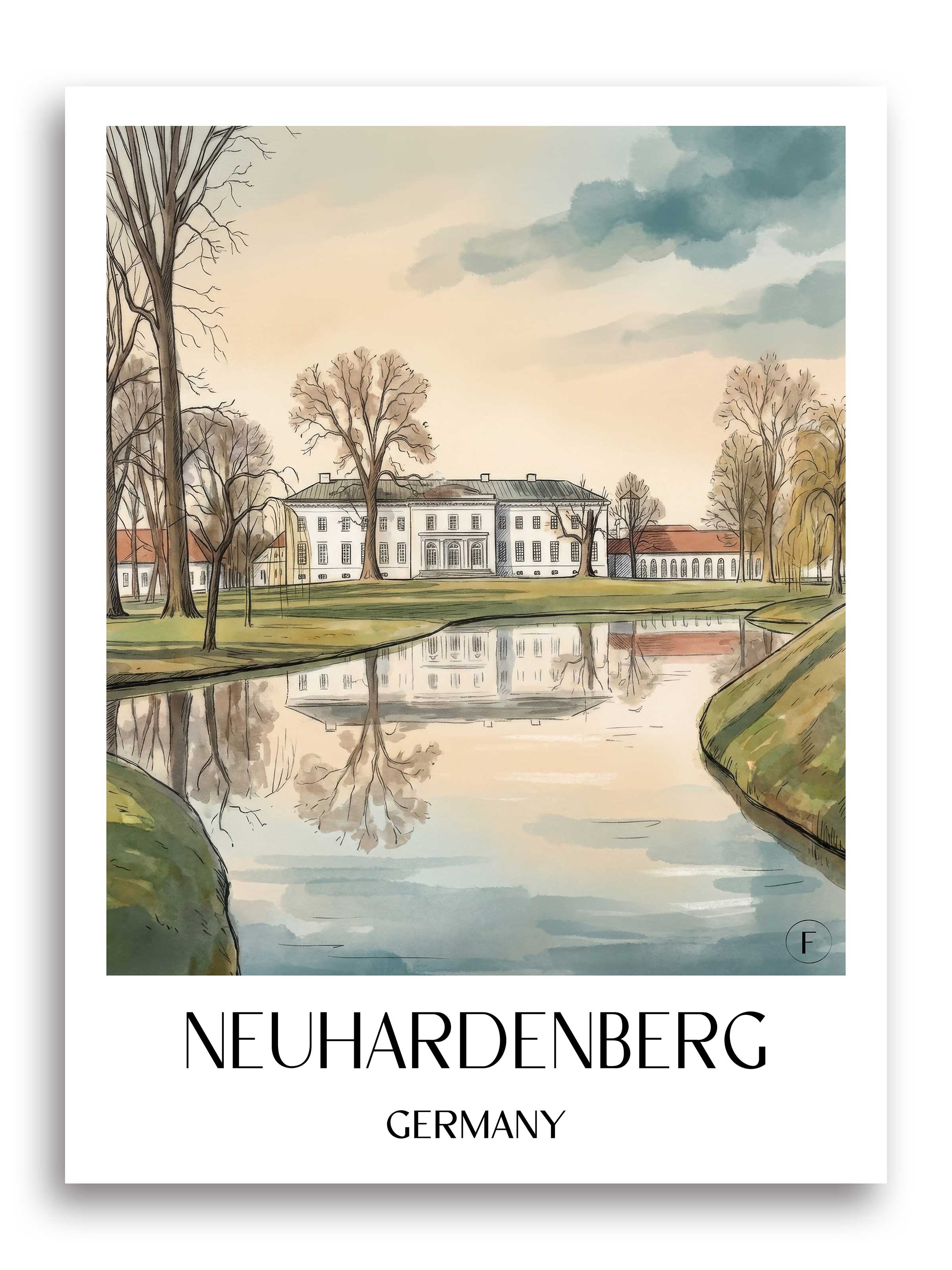 Neuhardenberg Poster - Brandenburg - Deutschland Kunstdruck - Aquarell von A4 bis A1 - favplace