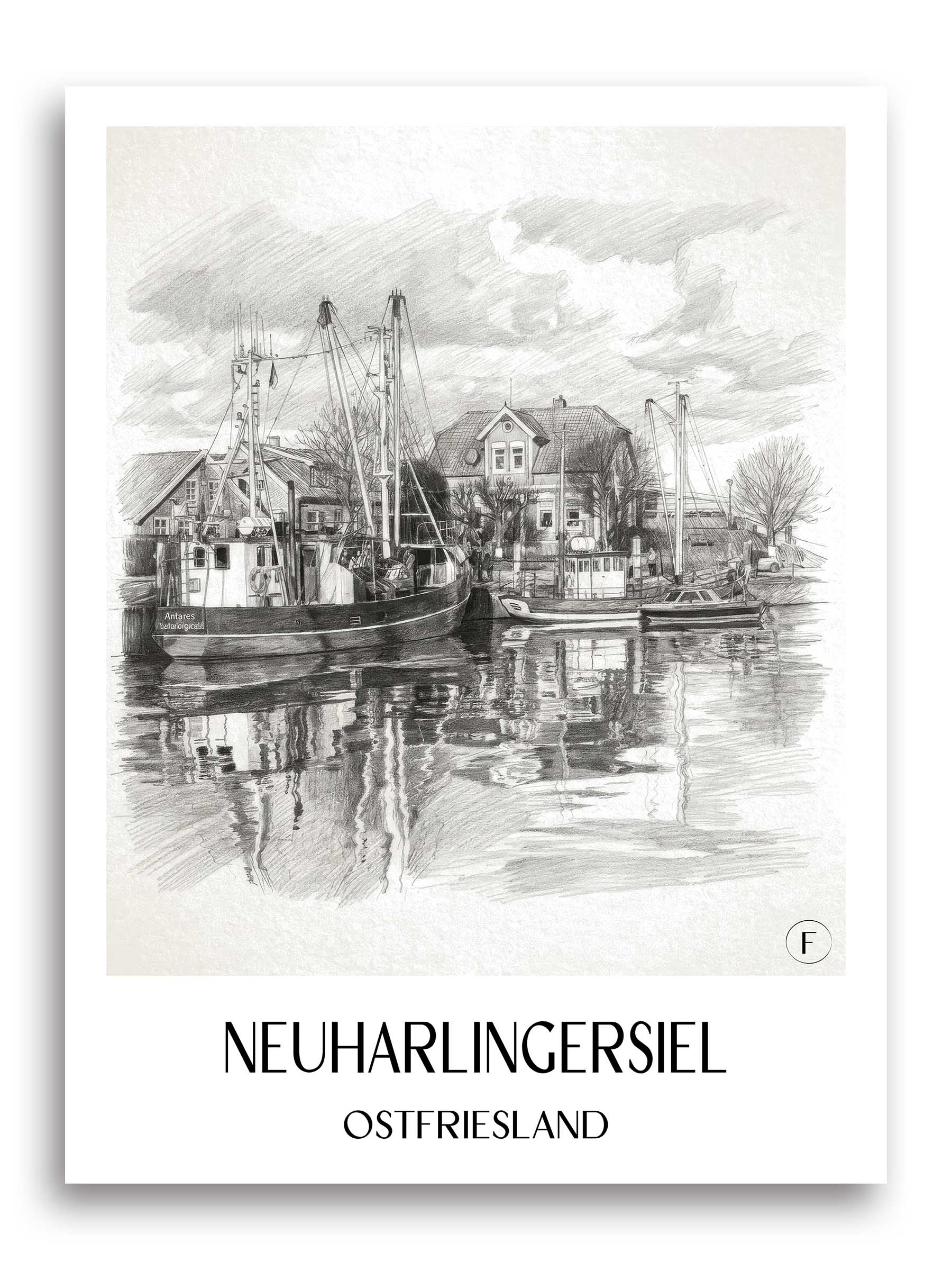 neuharlingersiel-ostfriesland-deutschland-poster-bleistift-zeichnung-drawing