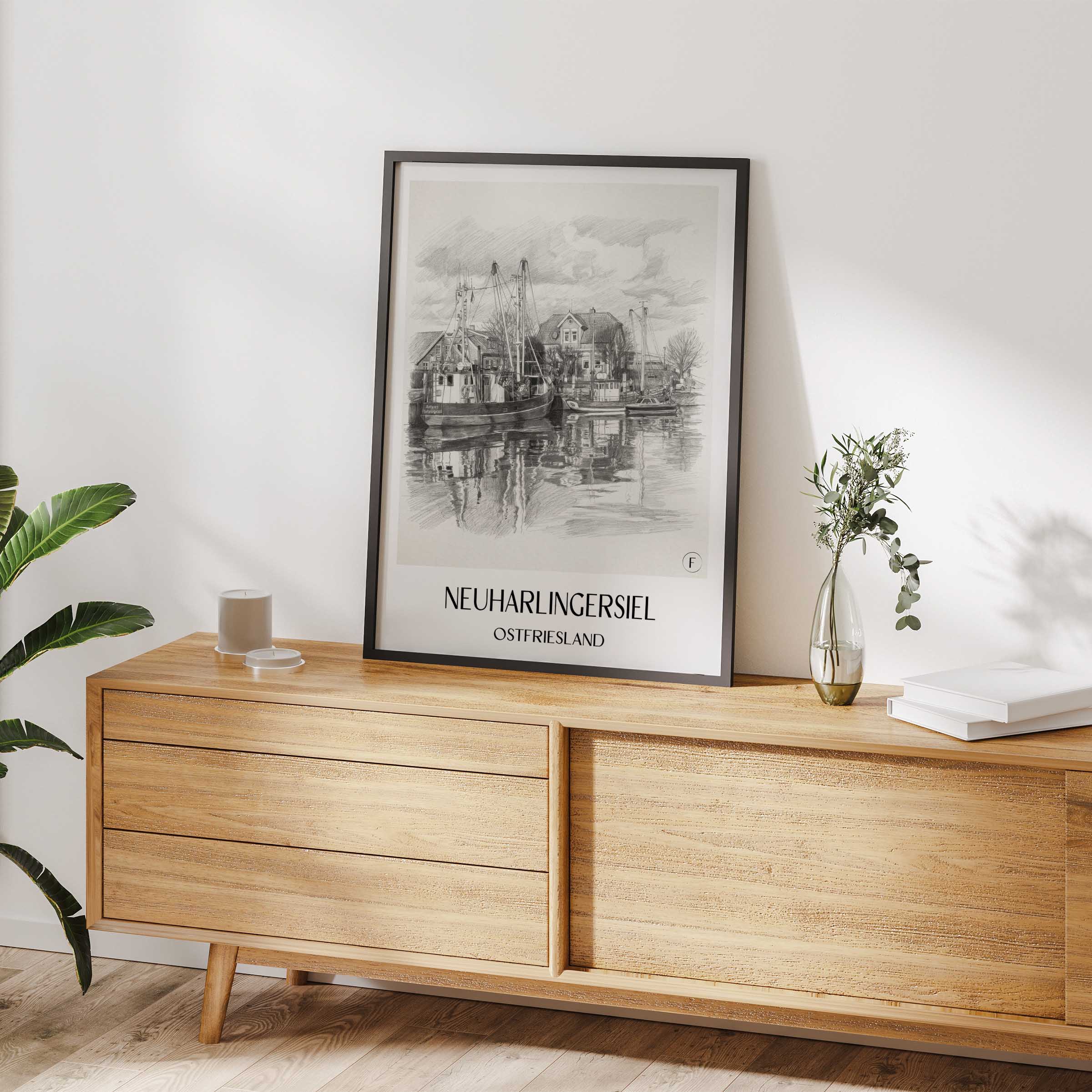 neuharlingersiel-ostfriesland-deutschland-poster-bleistift-zeichnung-drawing