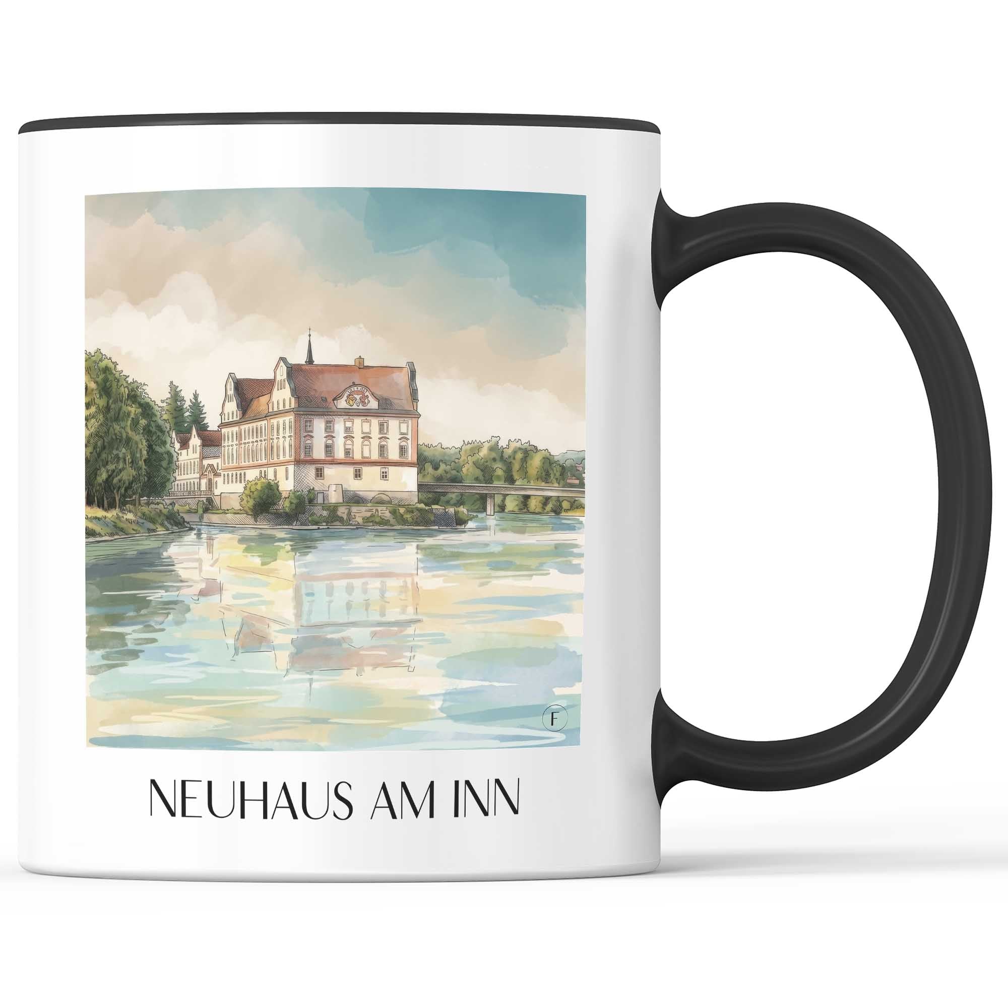 neuhaus-am-inn-bayern-deutschland-kaffeebecher-aquarell