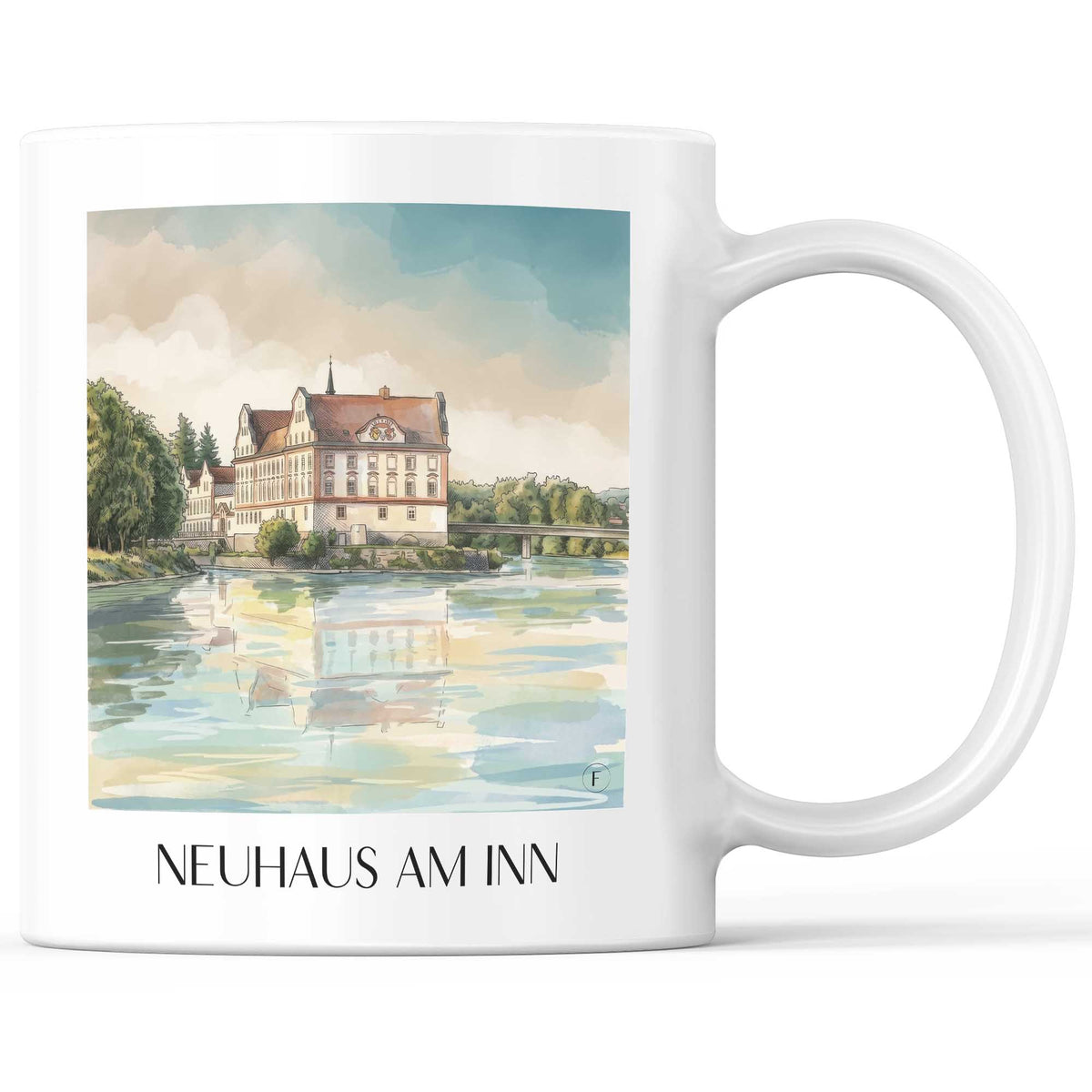 Neuhaus am Inn Kaffeebecher - Bayern - Deutschland Becher - Kaffeetasse im Aquarell Stil - favplace