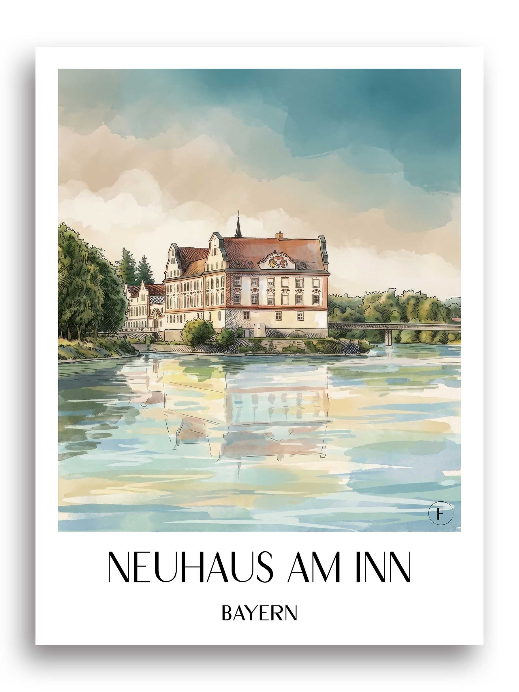 neuhaus-am-inn-bayern-deutschland-poster-aquarell
