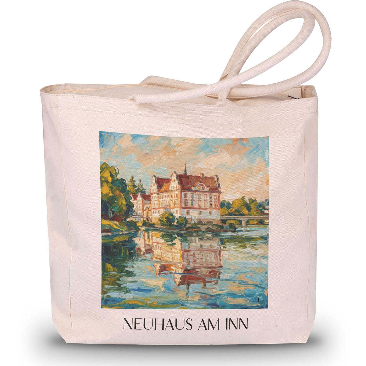 Neuhaus am Inn Shopping Tasche - Bayern - Deutschland Tote Bag - Einkaufstasche im Ölgemälde Stil - favplace