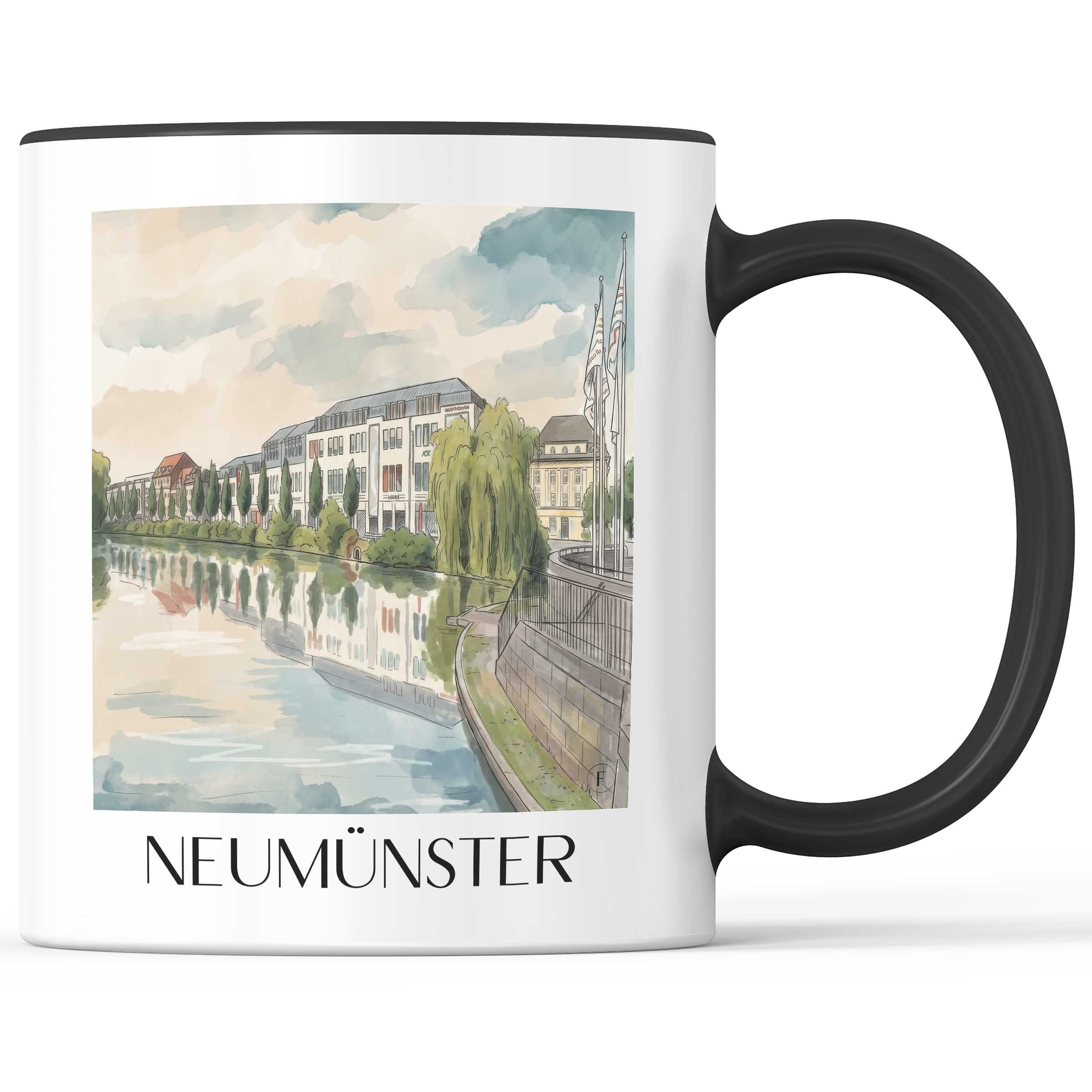 Neumünster Kaffeebecher - Schleswig-Holstein - Deutschland Becher - Kaffeetasse im Aquarell Stil - favplace