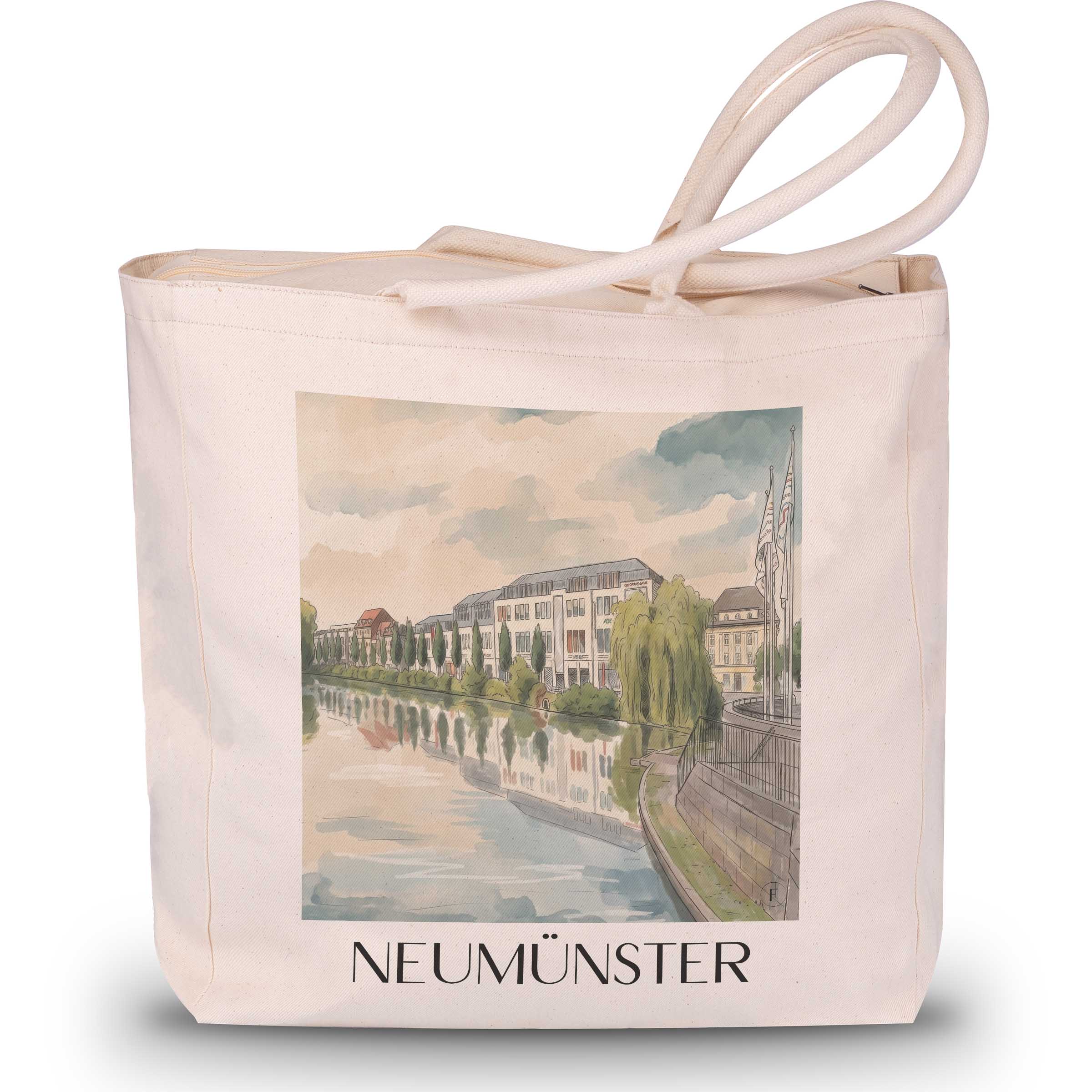 Neumünster Shopping Tasche - Schleswig-Holstein - Deutschland Tote Bag - Einkaufstasche im Aquarell Stil - favplace