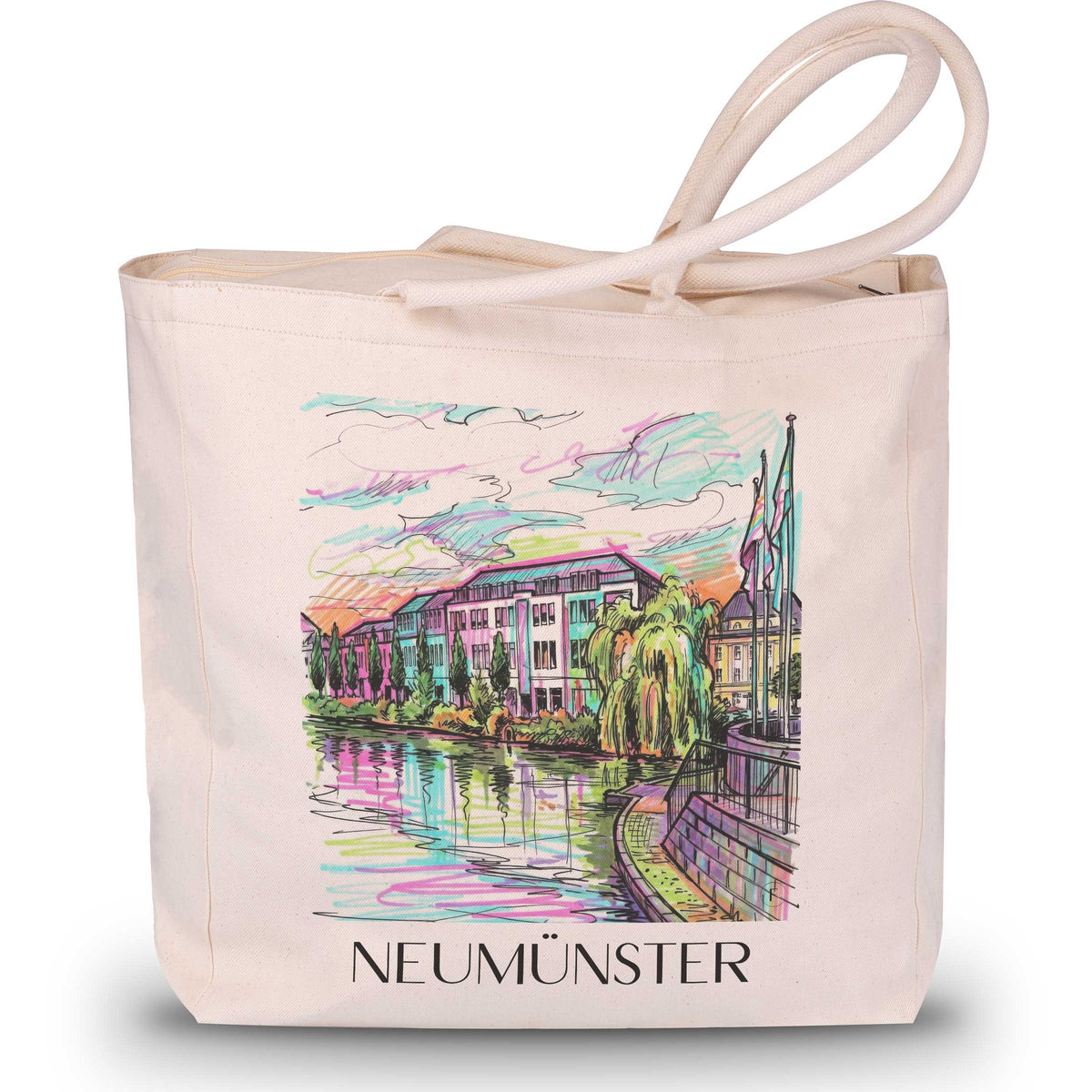 Neumünster Shopping Tasche - Schleswig-Holstein - Deutschland Tote Bag - Einkaufstasche im Tag Graffiti Stil - favplace