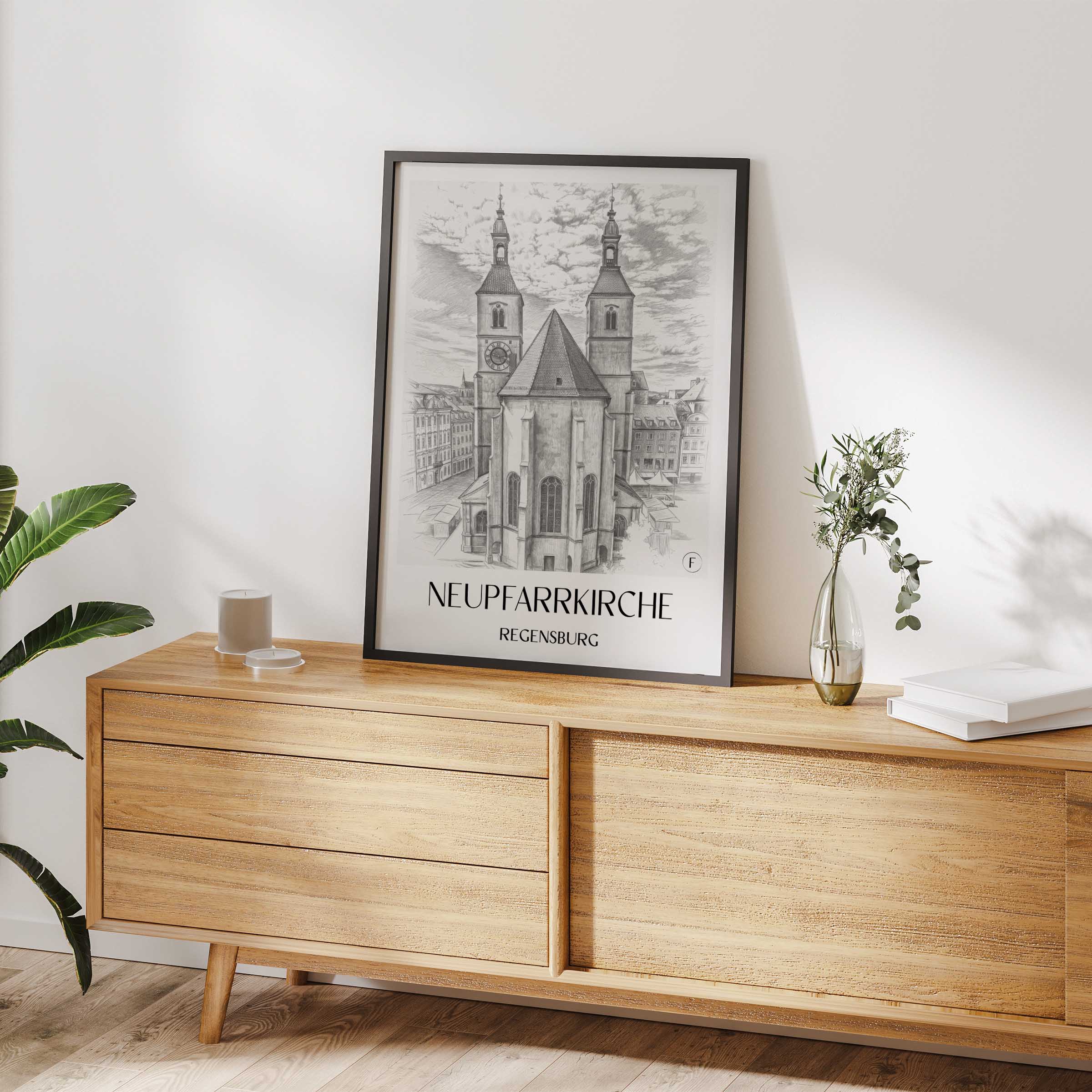 neupfarrkirche-regensburg-deutschland-poster-bleistift-zeichnung-drawing