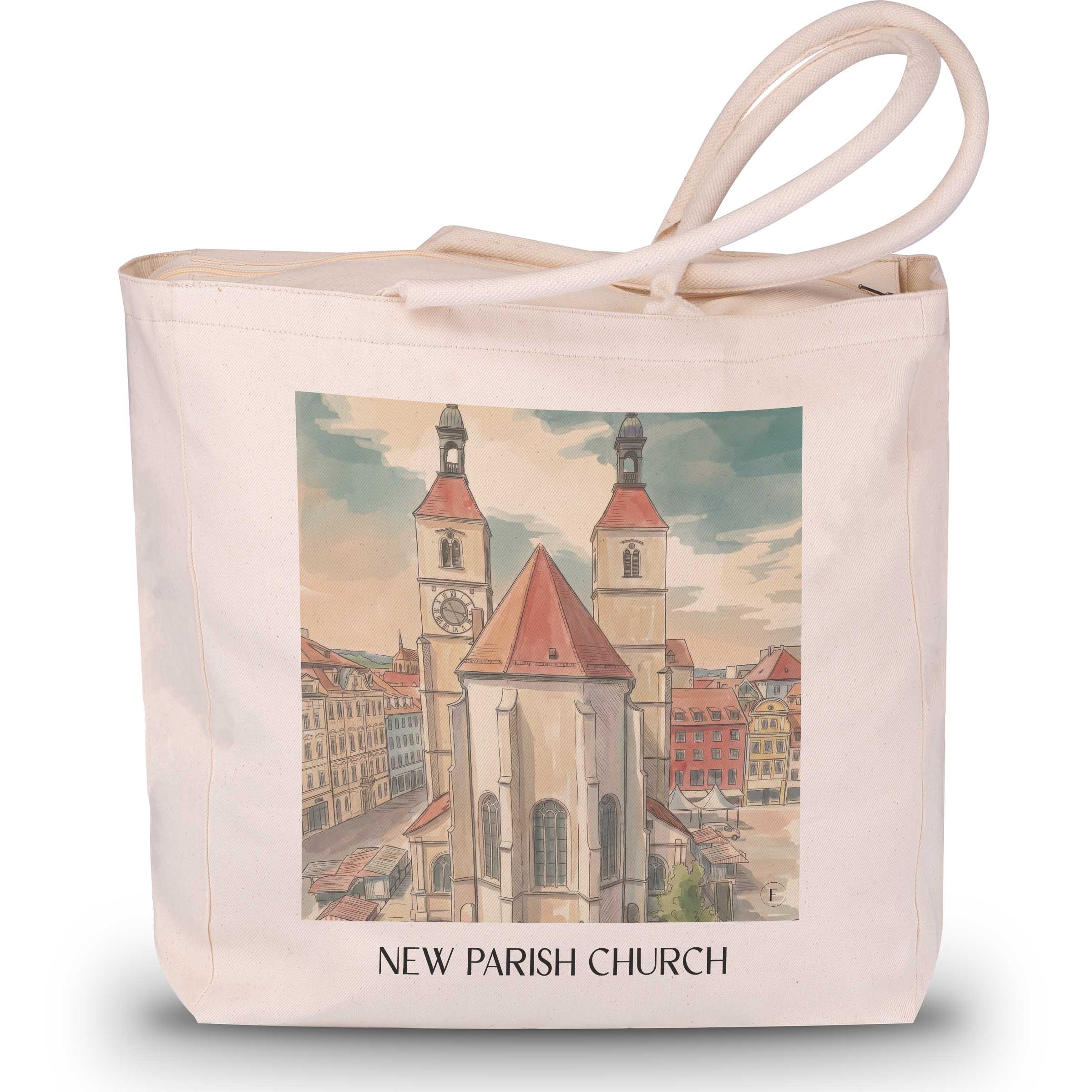 Neupfarrkirche Shopping Tasche - Regensburg - Deutschland Tote Bag - Einkaufstasche im Aquarell Stil - favplace