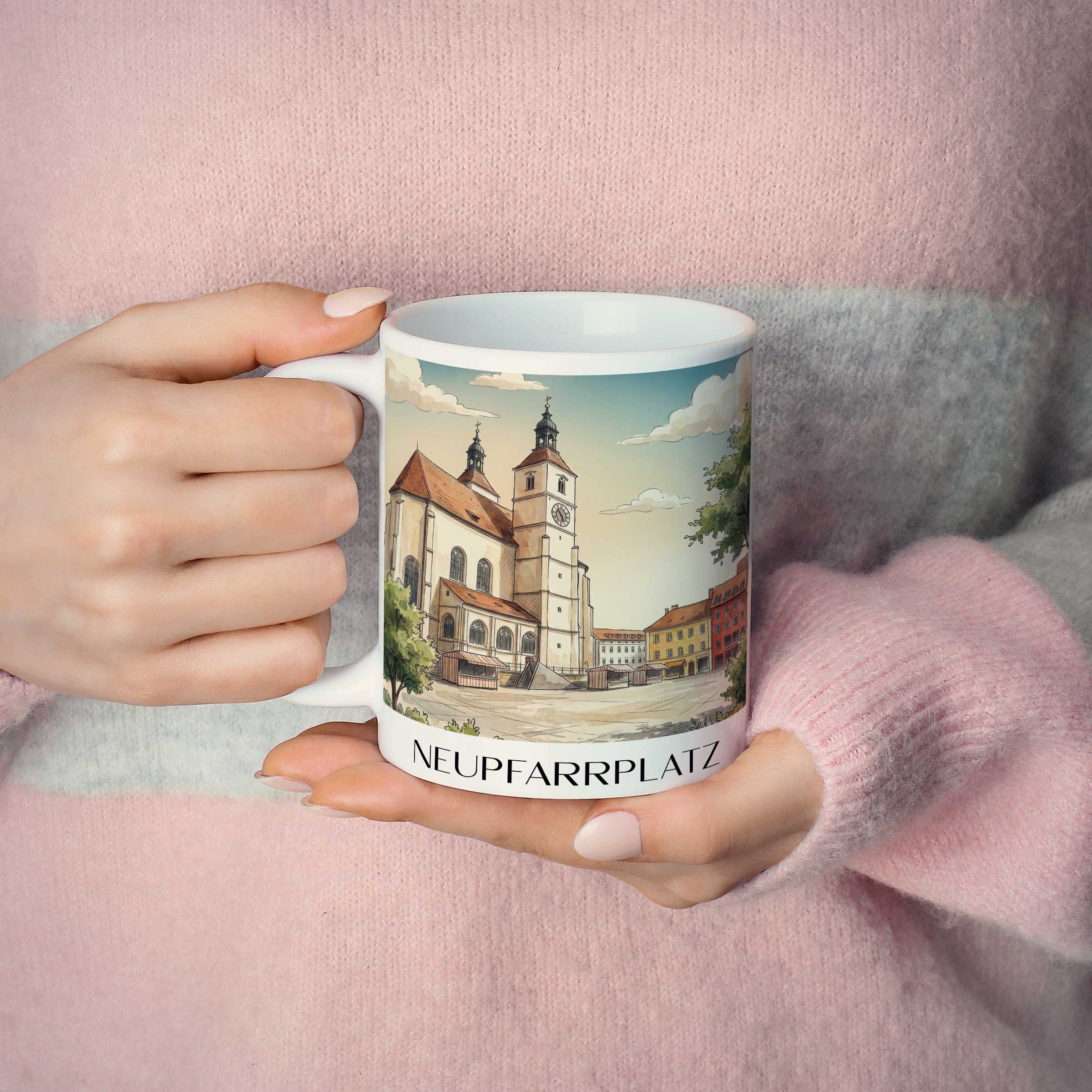 neupfarrplatz-regensburg-deutschland-kaffeebecher-aquarell