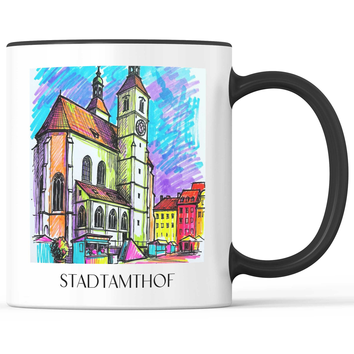 Neupfarrplatz Kaffeebecher - Regensburg - Deutschland Becher - Kaffeetasse im Tag Graffiti Stil - favplace
