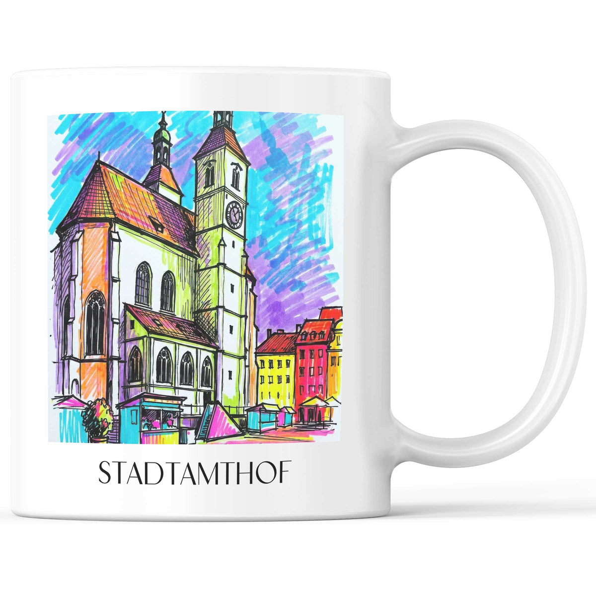 Neupfarrplatz Kaffeebecher - Regensburg - Deutschland Becher - Kaffeetasse im Tag Graffiti Stil - favplace