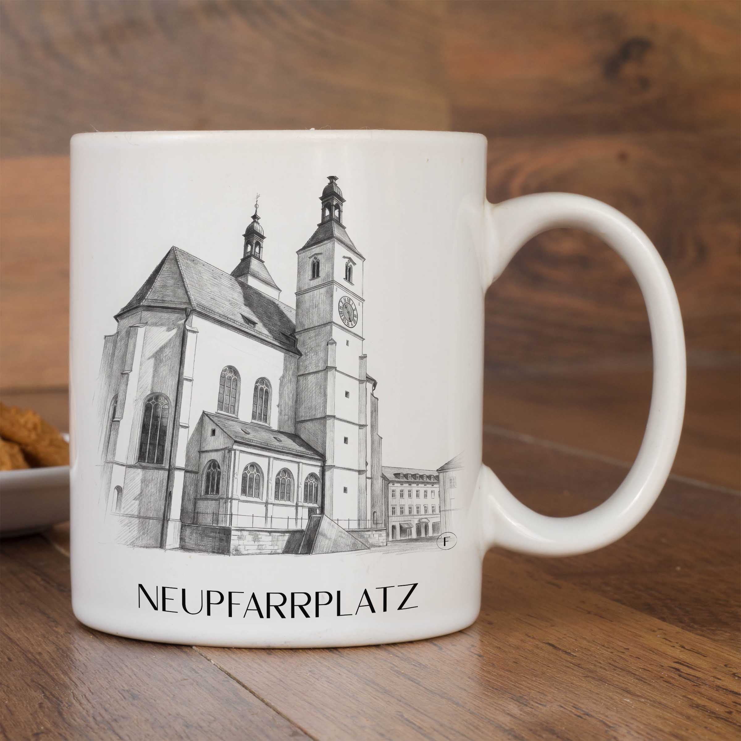 neupfarrplatz-regensburg-deutschland-kaffeebecher-bleistift-zeichnung-drawing