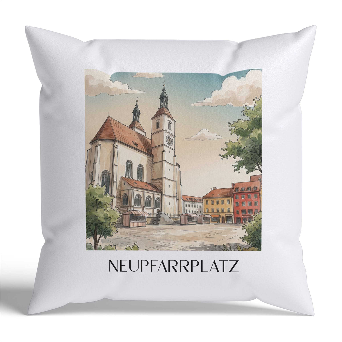 neupfarrplatz-regensburg-deutschland-kissenbezug-aquarell