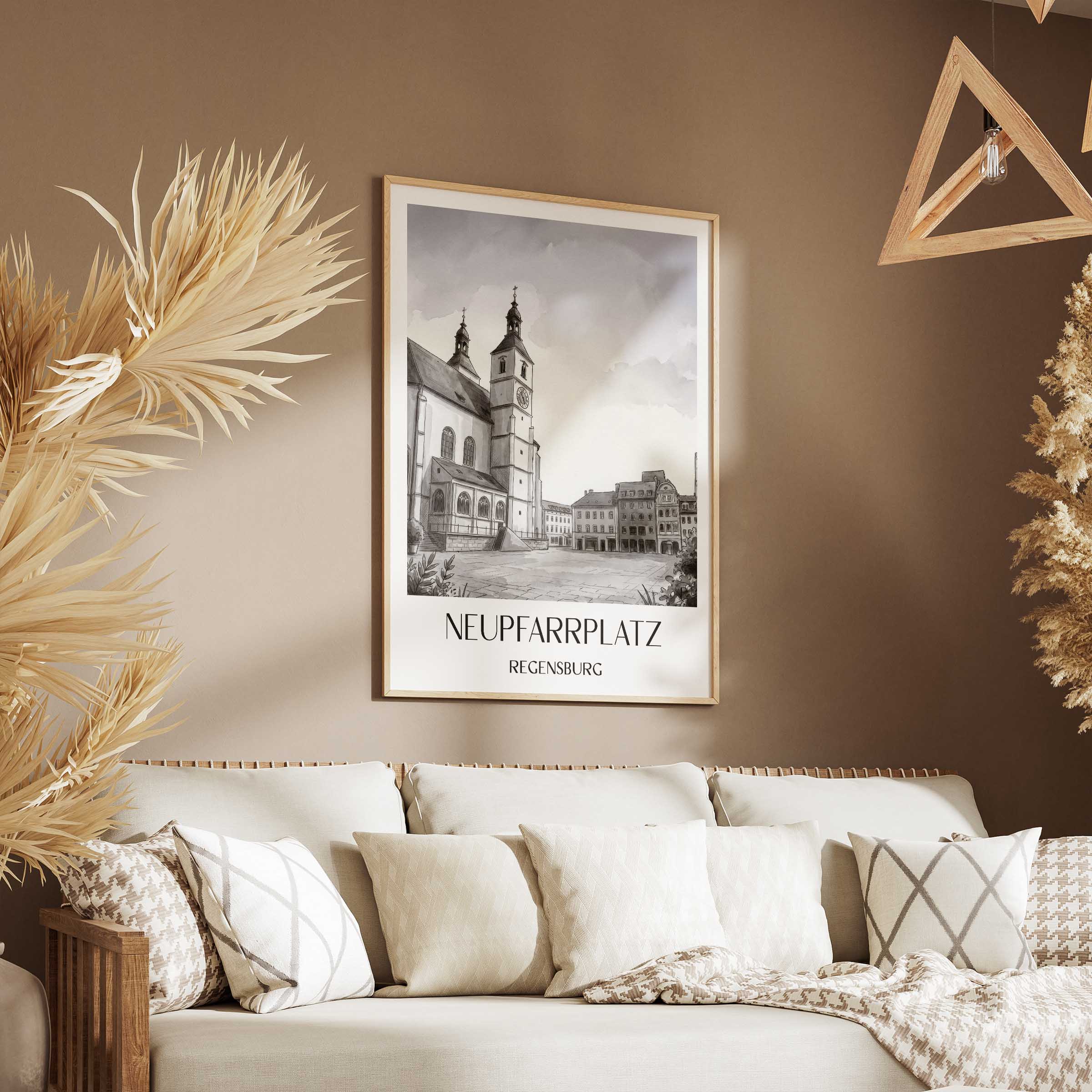 neupfarrplatz-regensburg-deutschland-poster-aquarell-schwarz-weiss