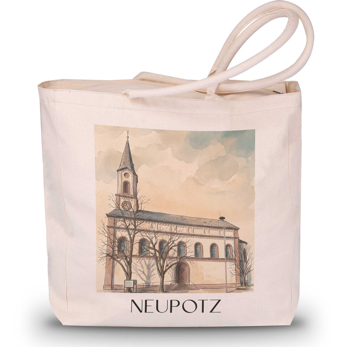 Neupotz Shopping Tasche - Rheinauen - Deutschland Tote Bag - Einkaufstasche im Aquarell Stil - favplace