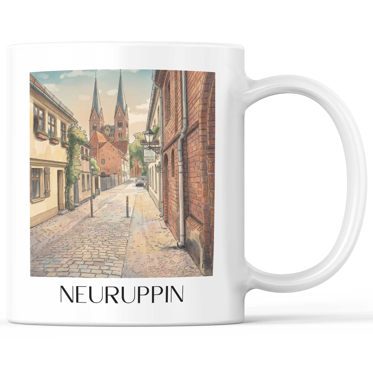 Neuruppin Kaffeebecher - Brandenburg - Deutschland Becher - Kaffeetasse im Aquarell Stil - favplace