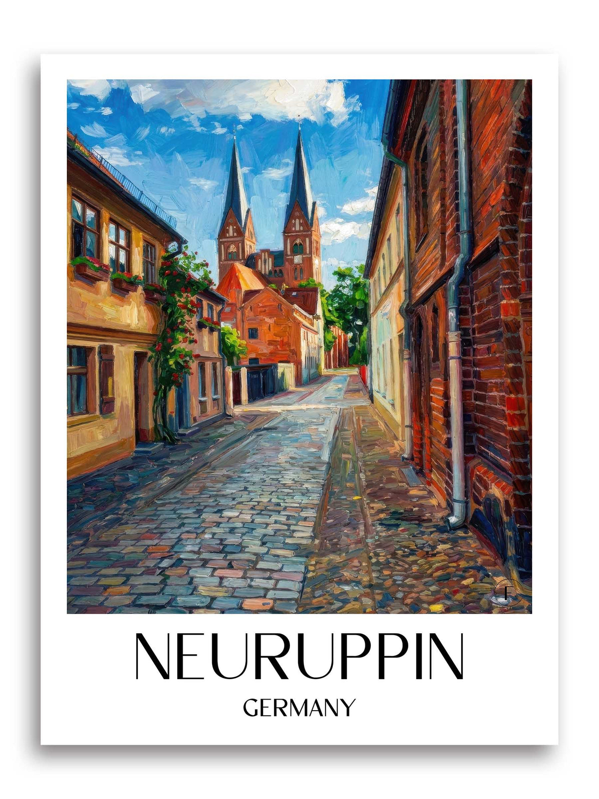 Neuruppin Poster - Brandenburg - Deutschland Kunstdruck - Ölgemälde von A4 bis A1 - favplace