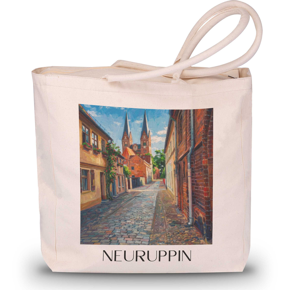 neuruppin-brandenburg-deutschland-einkaufstasche-oil-painting-oelgemaelde