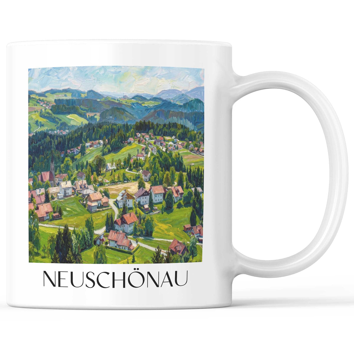Neuschönau Kaffeebecher - Bayerischer Wald - Deutschland Becher - Kaffeetasse im Ölgemälde Stil - favplace