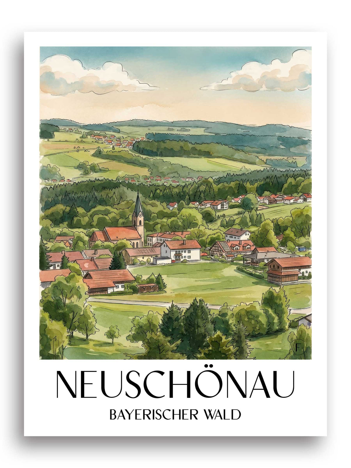 neuschönau-bayerischer-wald-deutschland-poster-aquarell