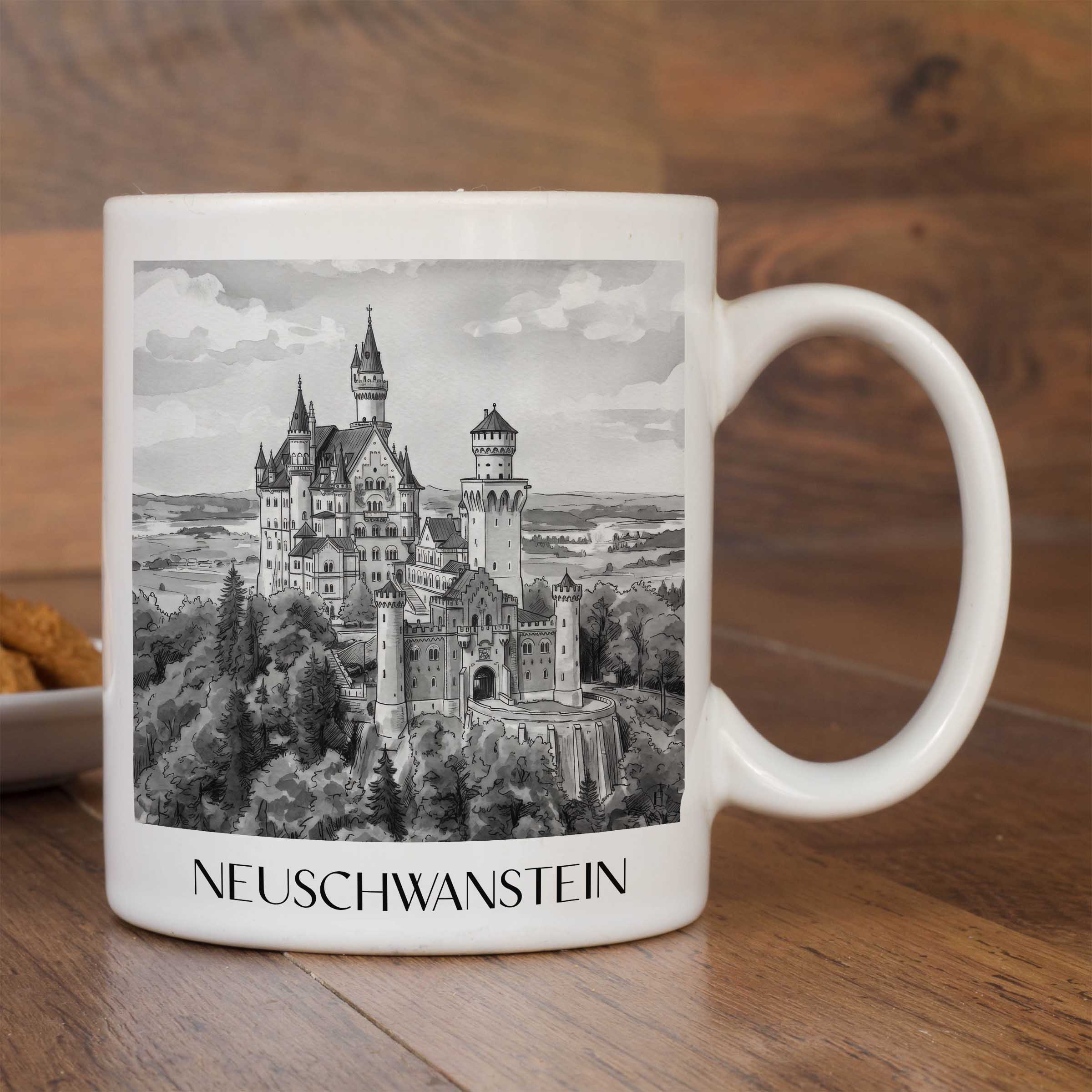 neuschwanstein-deutschland-kaffeebecher-aquarell-schwarz-weiss