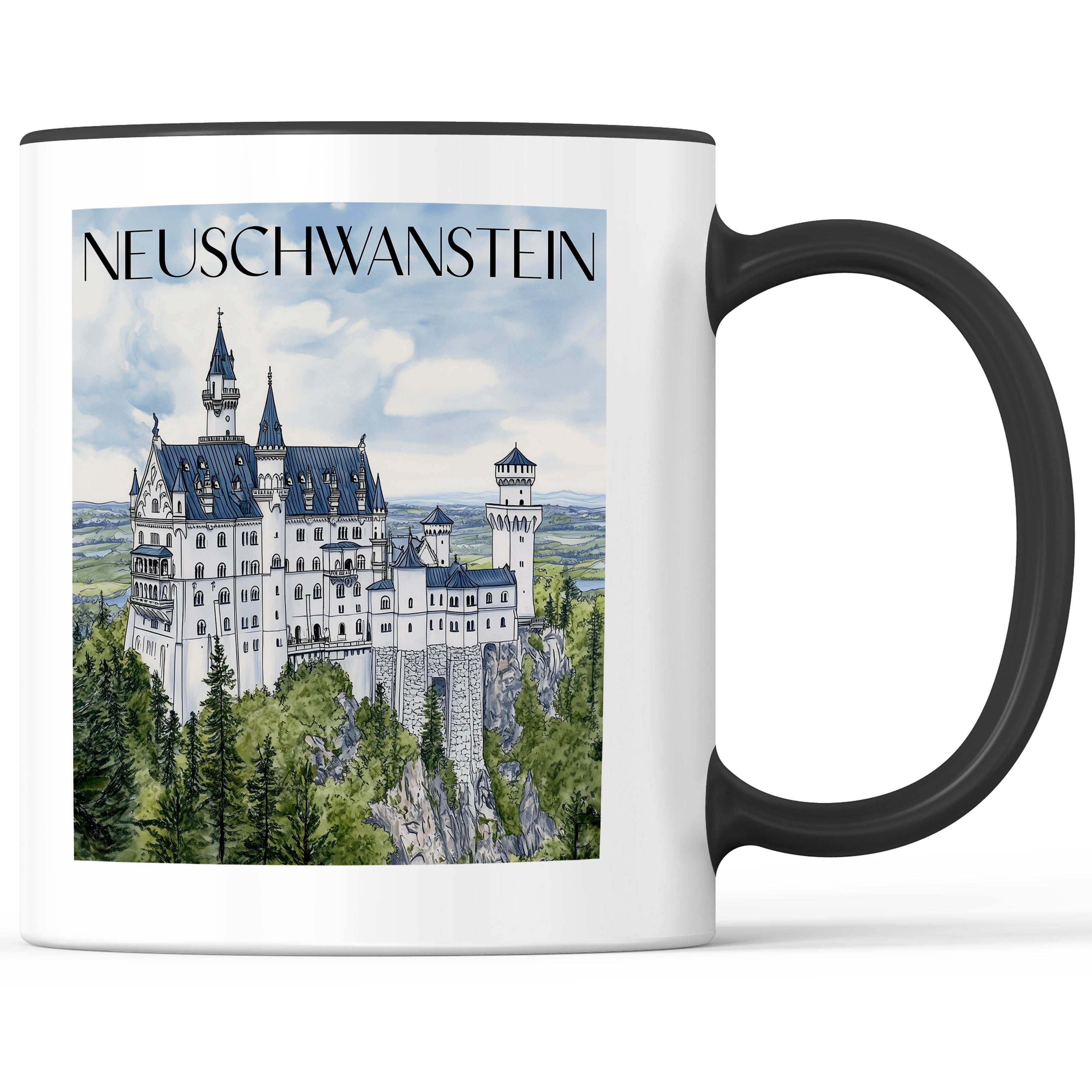 Neuschwanstein - Deutschland Becher - Kaffeetasse im Aquarell Stil - favplace