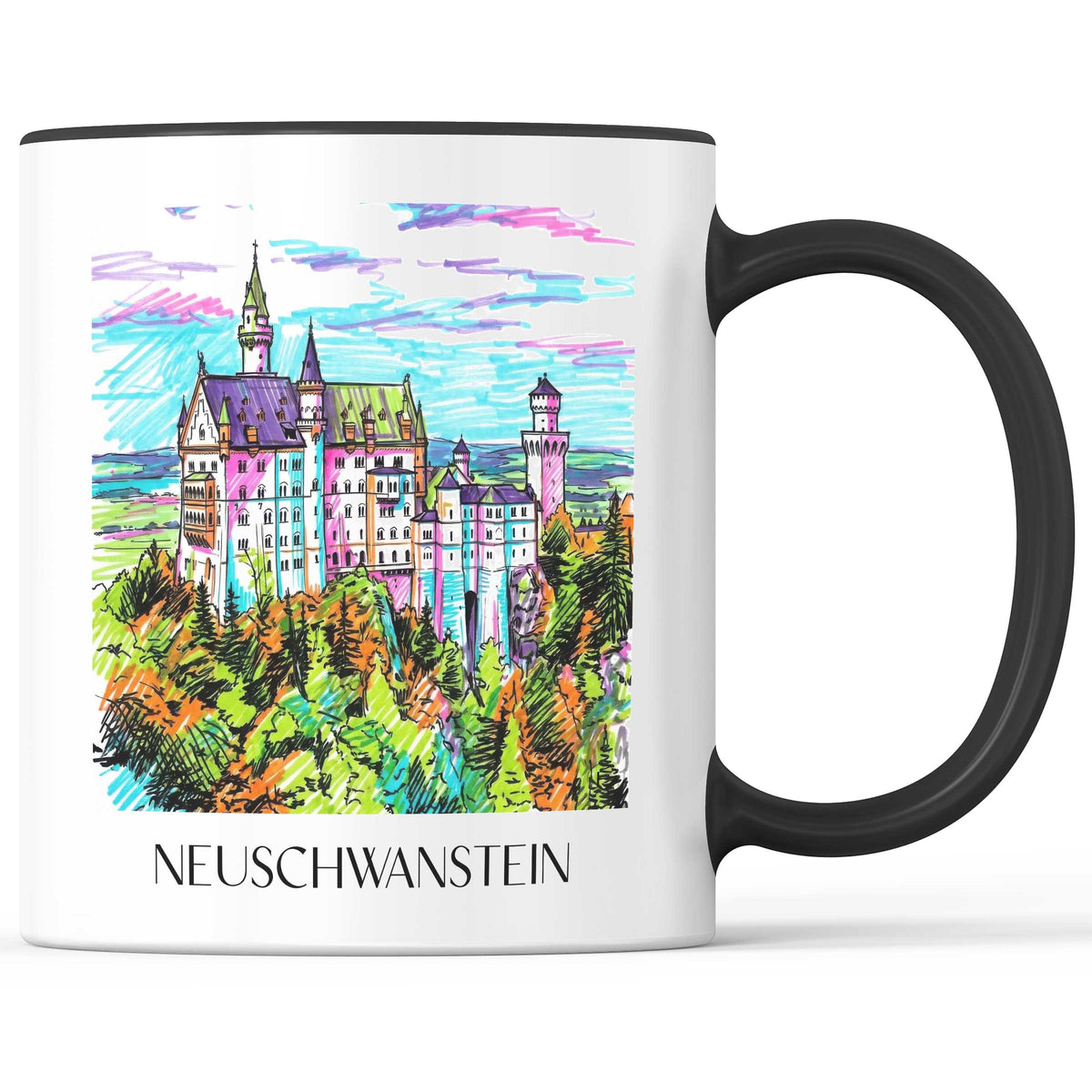 Neuschwanstein - Deutschland Becher - Kaffeetasse im Tag Graffiti Stil - favplace