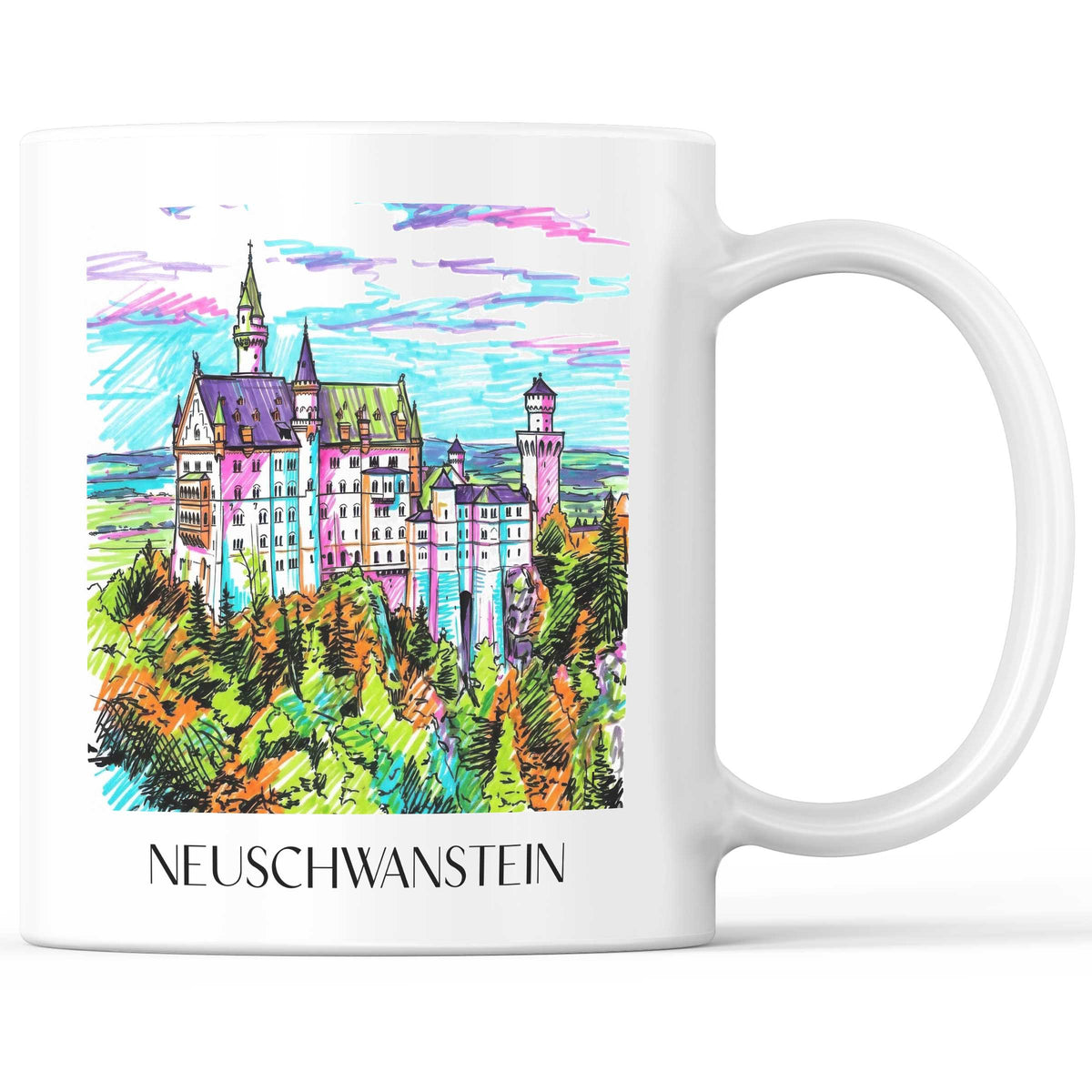 Neuschwanstein - Deutschland Becher - Kaffeetasse im Tag Graffiti Stil - favplace