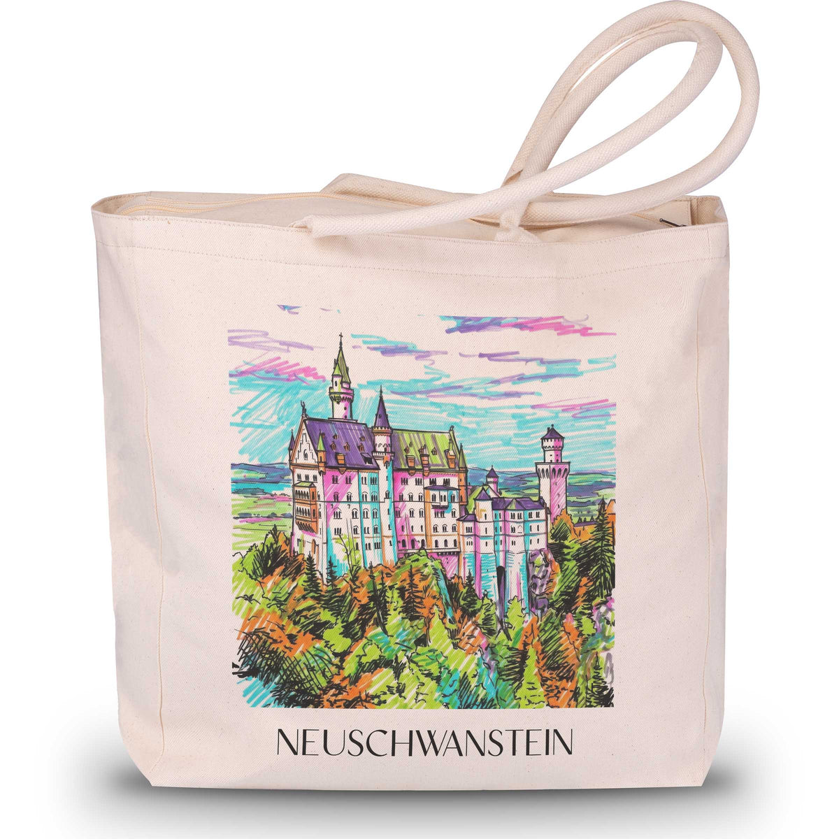 Neuschwanstein - Deutschland Tote Bag - Einkaufstasche im Tag Graffiti Stil - favplace