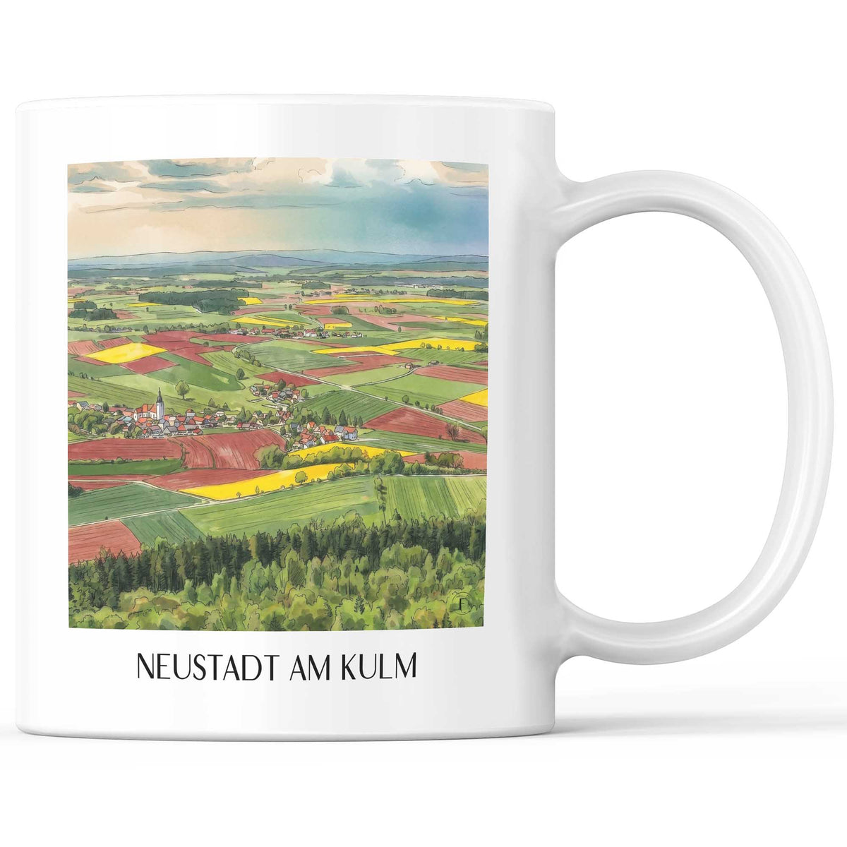 Neustadt am Kulm Kaffeebecher - Oberpfälzer Hügelland - Deutschland Becher - Kaffeetasse im Aquarell Stil - favplace