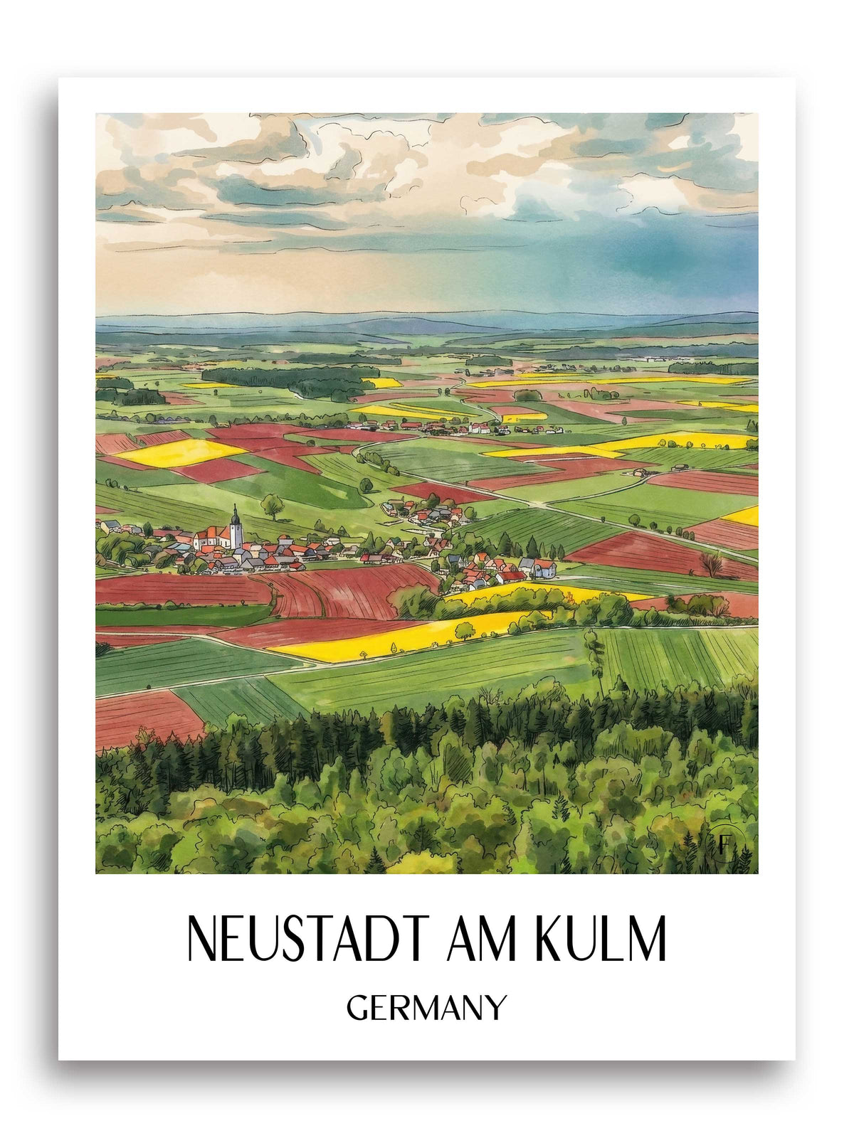 Neustadt am Kulm Poster - Oberpfälzer Hügelland - Deutschland Kunstdruck - Aquarell von A4 bis A1 - favplace