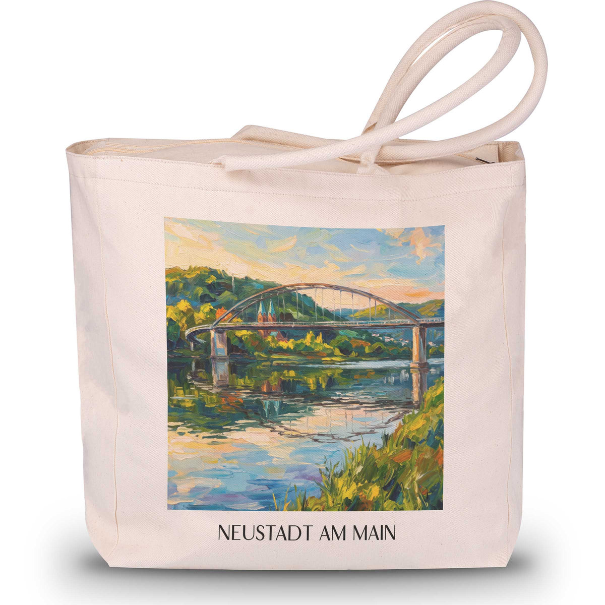 Neustadt am Main Shopping Tasche - Spessart - Deutschland Tote Bag - Einkaufstasche im Ölgemälde Stil