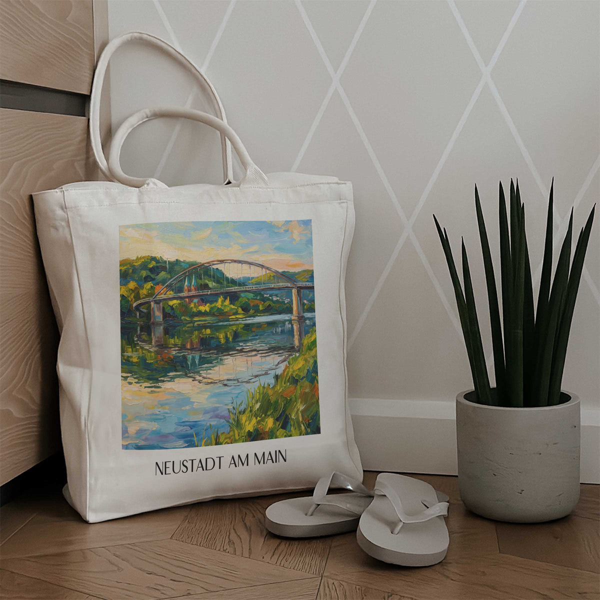 neustadt-am-main-spessart-deutschland-einkaufstasche-oil-painting-oelgemaelde