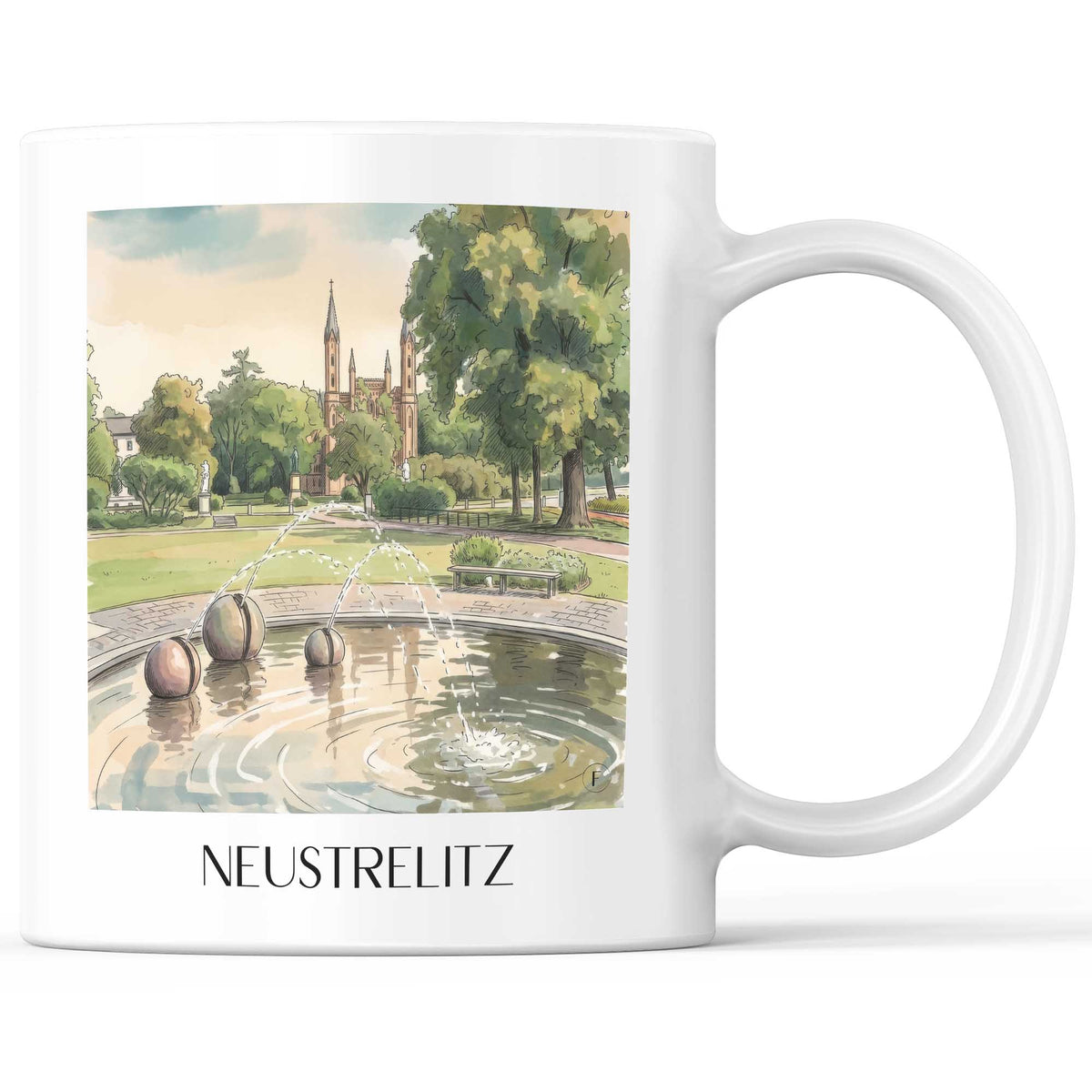 Neustrelitz Kaffeebecher - Mecklenburgische Seenplatte - Deutschland Becher - Kaffeetasse im Aquarell Stil - favplace